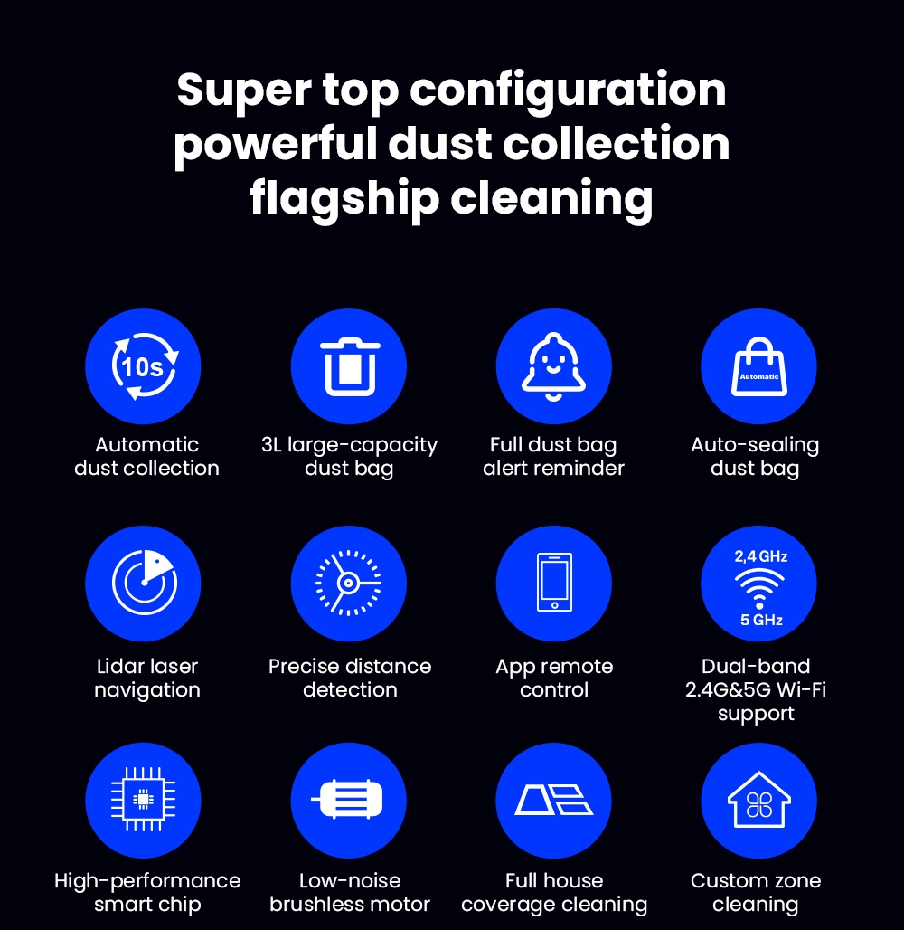 Liectroux T9 LDS Robot Vacuum and Mop, 6500Pa Suction, Wet & Dry Cleaning, LiDAR Laser Navigation, 3L Auto-Empty Station, Anti-Tangle Side Brush, 220ml Water Tank, 3-Level Water Flow, 20mm Threshold Climbing, App & Voice Control