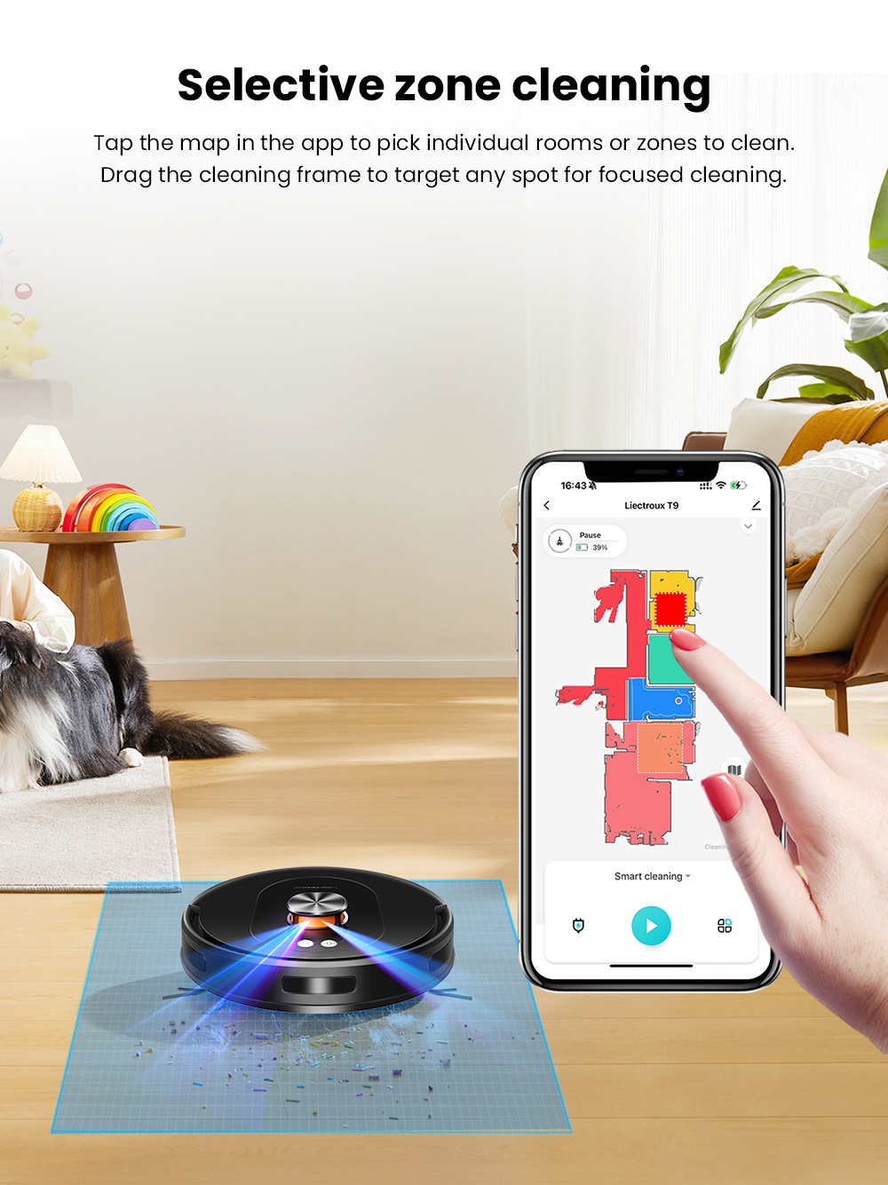 Liectroux T9 LDS Robot Vacuum and Mop, 6500Pa Suction, Wet & Dry Cleaning, LiDAR Laser Navigation, 3L Auto-Empty Station, Anti-Tangle Side Brush, 220ml Water Tank, 3-Level Water Flow, 20mm Threshold Climbing, App & Voice Control