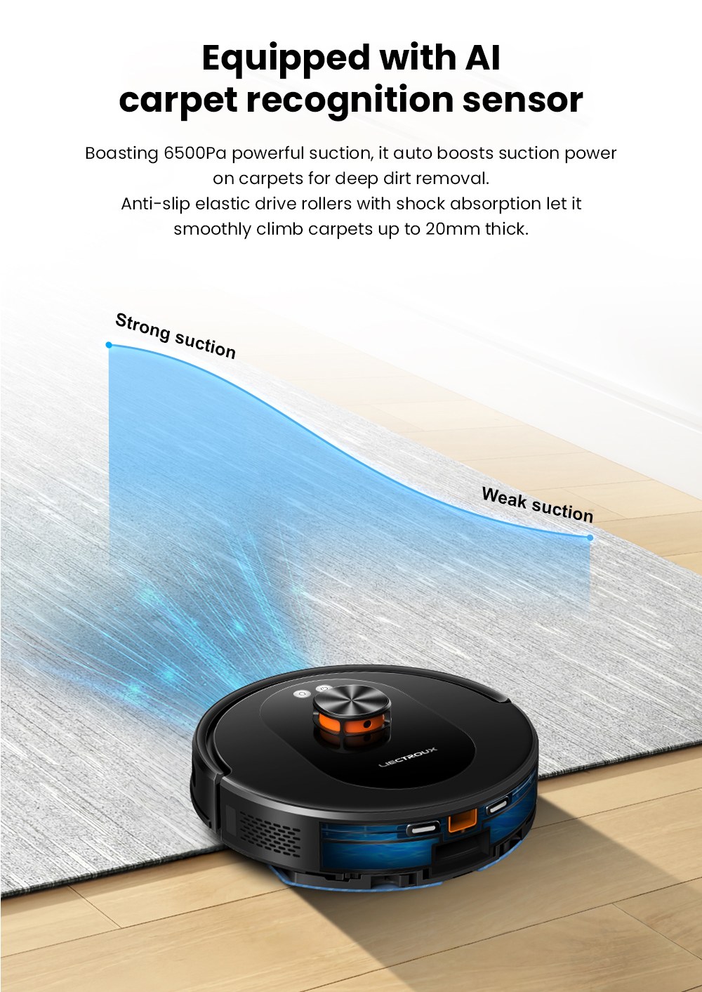 Liectroux T9 LDS Robot Vacuum and Mop, 6500Pa Suction, Wet & Dry Cleaning, LiDAR Laser Navigation, 3L Auto-Empty Station, Anti-Tangle Side Brush, 220ml Water Tank, 3-Level Water Flow, 20mm Threshold Climbing, App & Voice Control