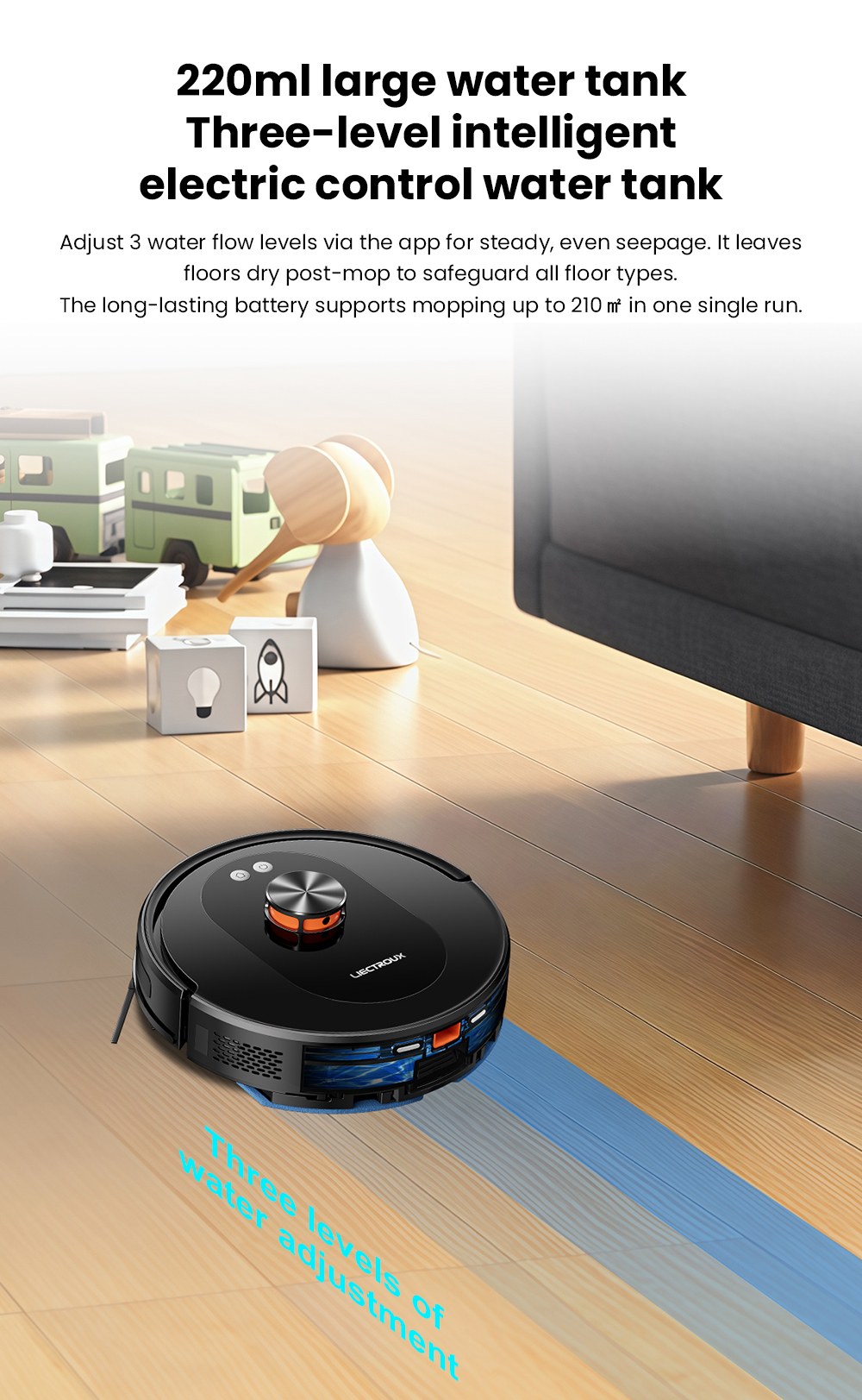 Liectroux T9 LDS Robot Vacuum and Mop, 6500Pa Suction, Wet & Dry Cleaning, LiDAR Laser Navigation, 3L Auto-Empty Station, Anti-Tangle Side Brush, 220ml Water Tank, 3-Level Water Flow, 20mm Threshold Climbing, App & Voice Control