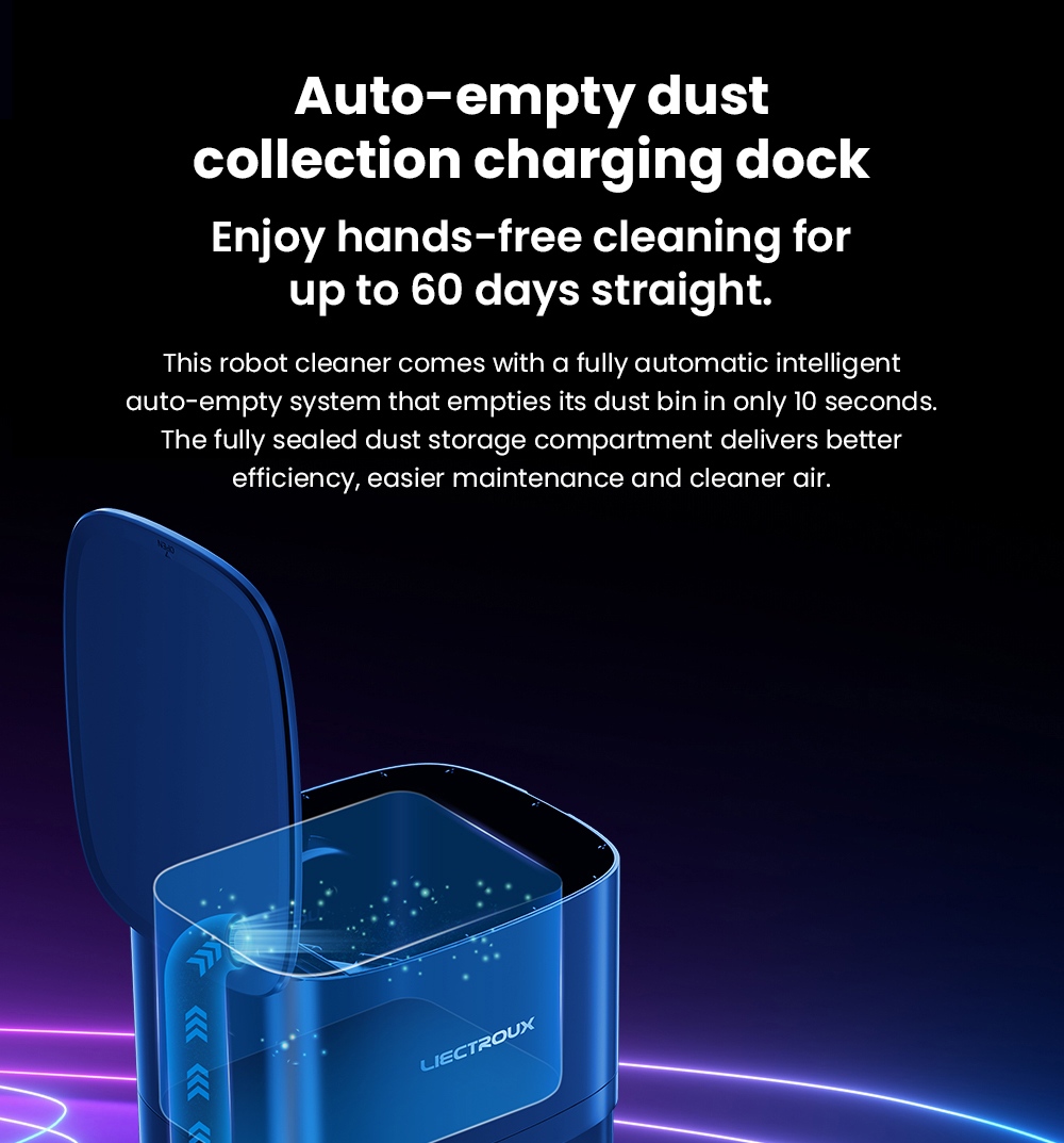 Liectroux T9 LDS Robot Vacuum and Mop, 6500Pa Suction, Wet & Dry Cleaning, LiDAR Laser Navigation, 3L Auto-Empty Station, Anti-Tangle Side Brush, 220ml Water Tank, 3-Level Water Flow, 20mm Threshold Climbing, App & Voice Control