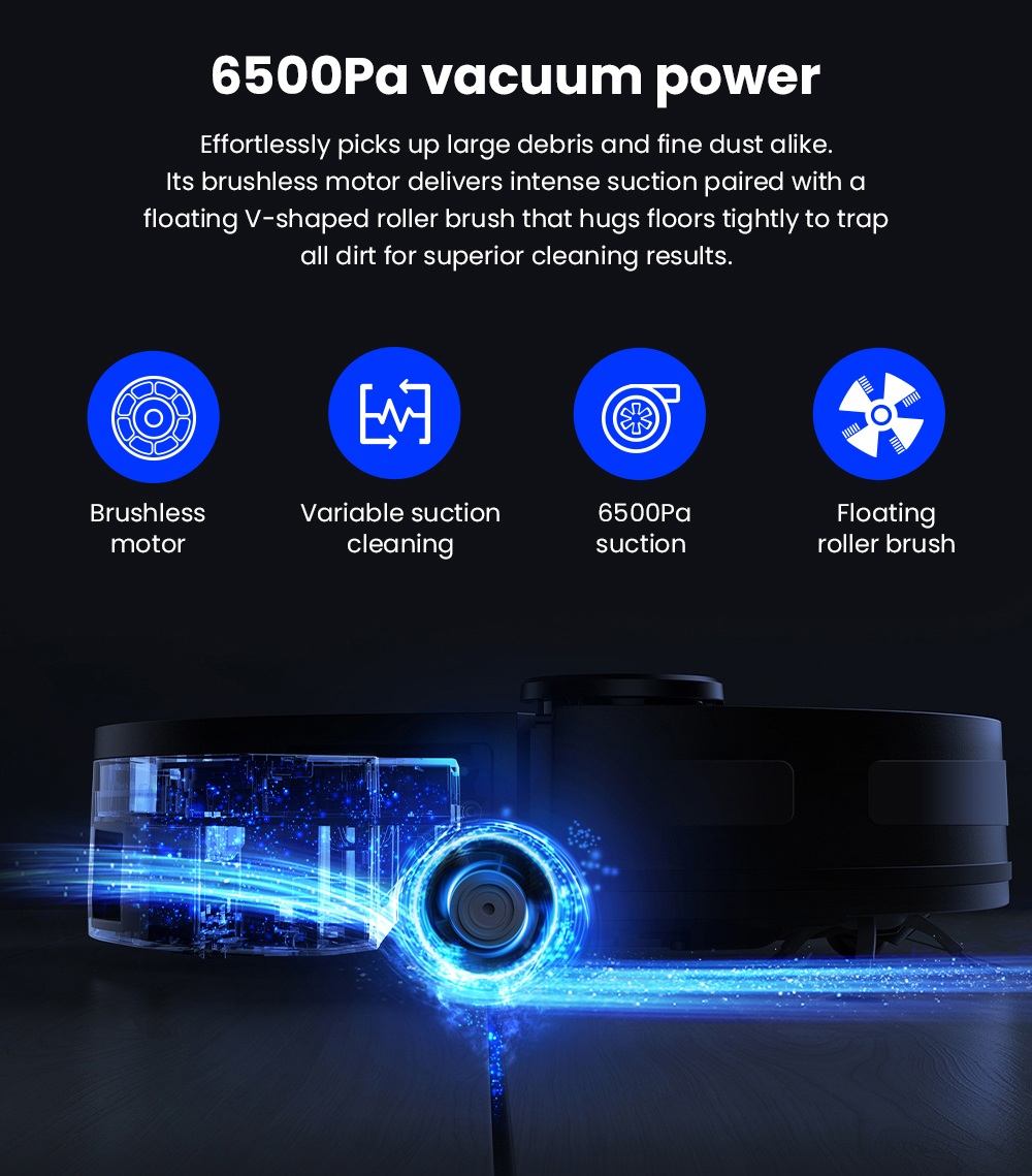 Liectroux T9 LDS Robot Vacuum and Mop, 6500Pa Suction, Wet & Dry Cleaning, LiDAR Laser Navigation, 3L Auto-Empty Station, Anti-Tangle Side Brush, 220ml Water Tank, 3-Level Water Flow, 20mm Threshold Climbing, App & Voice Control