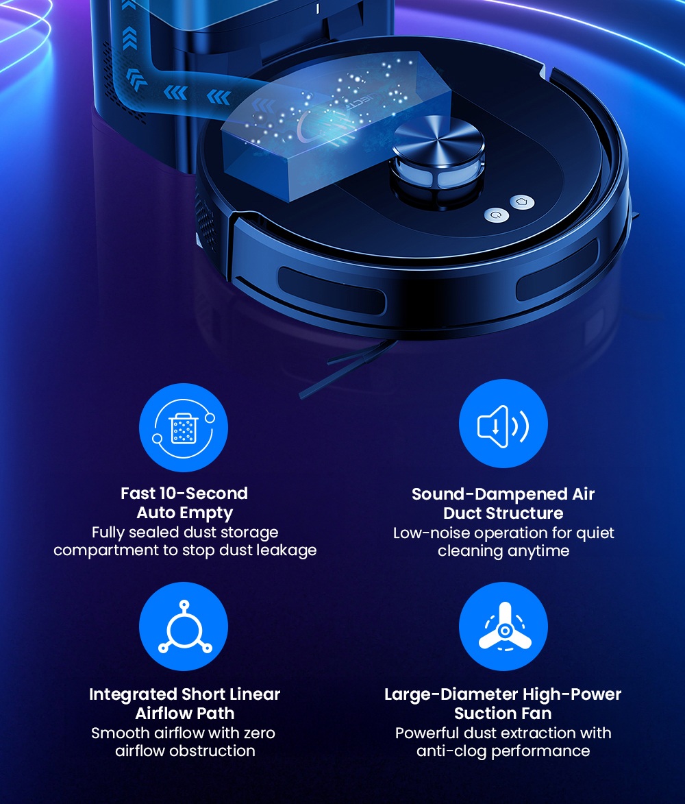 Liectroux T9 LDS Robot Vacuum and Mop, 6500Pa Suction, Wet & Dry Cleaning, LiDAR Laser Navigation, 3L Auto-Empty Station, Anti-Tangle Side Brush, 220ml Water Tank, 3-Level Water Flow, 20mm Threshold Climbing, App & Voice Control