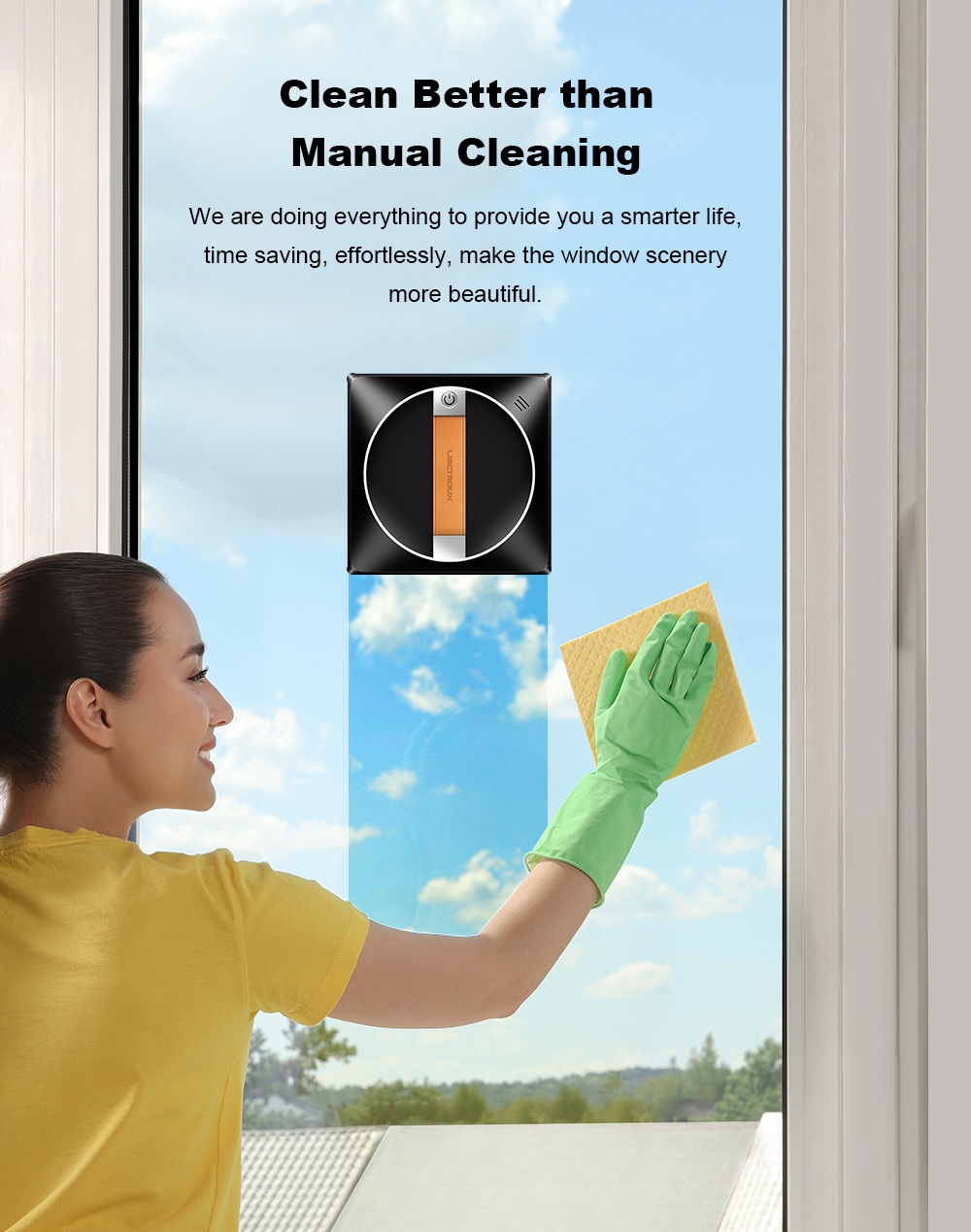 Liectroux YW710 Window Cleaning Robot, 2500Pa Strong Suction, Dual Automatic Nano Water Spray, 40ml Water Tank, 3 Cleaning Modes, APP & Remote Control, Automatic Edge Detection, 360&deg; Guide Wheel