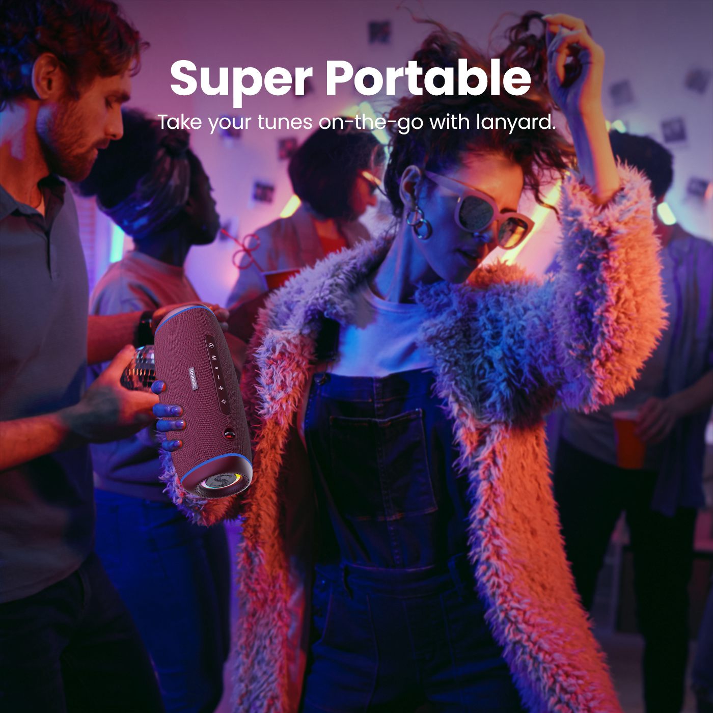 SOUNARC R1 Portable Bluetooth Speaker 40W Purple Red