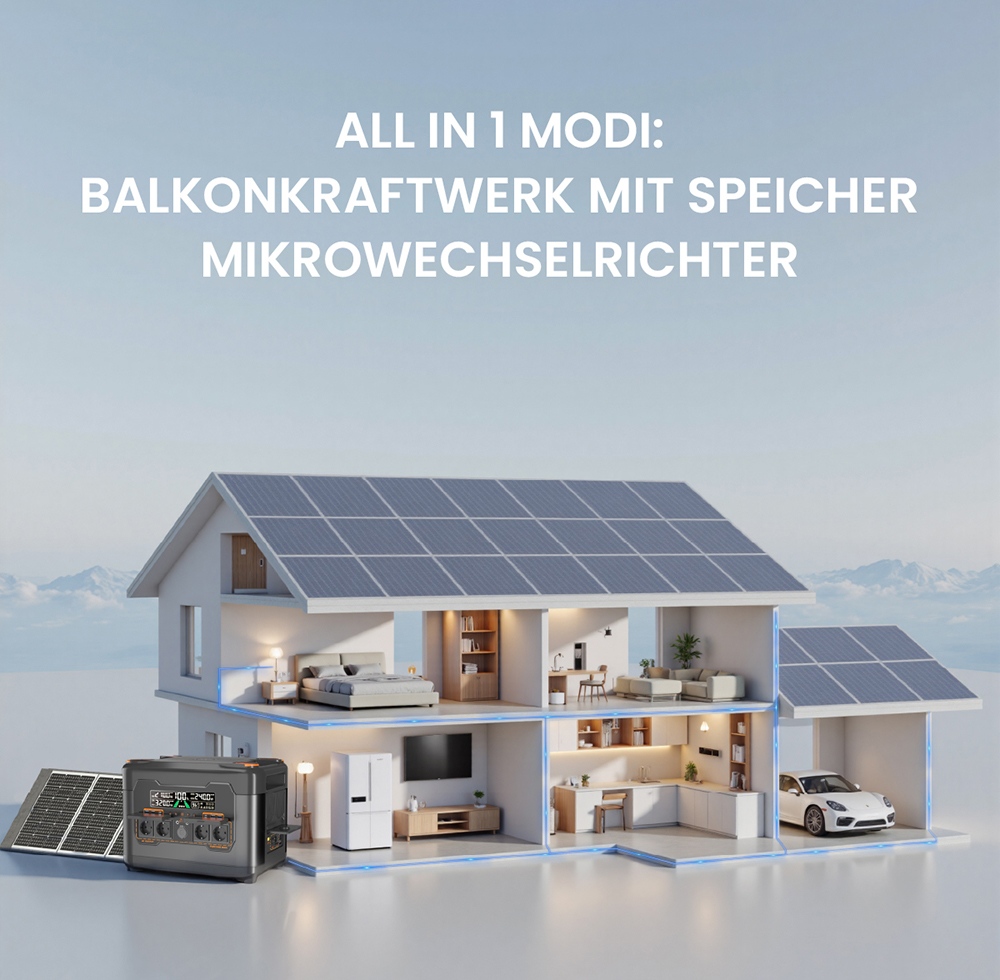 NEWSMY S2400 3000W Tragbare Powerstation, 2047,5Wh LiFePO₄-Batterie, 2000W AC-Schnellladung, Solar-Eingang, 4×AC-, USB-C- & DC-Ausgänge, 10ms USV-Backup für Heimnotstrom, Camping & Off-Grid