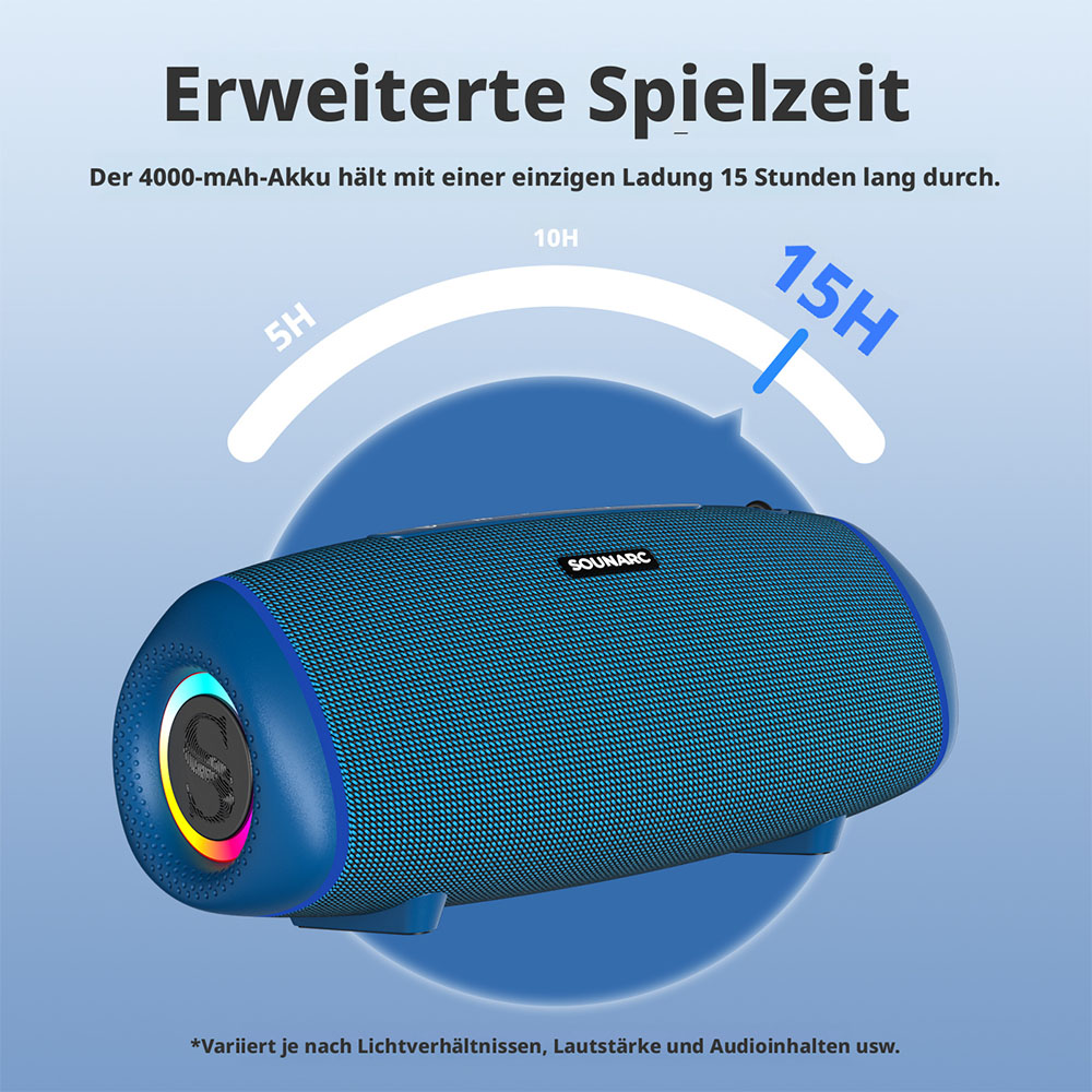 SOUNARC R1 Tragbarer Bluetooth-Lautsprecher 40W - Blau