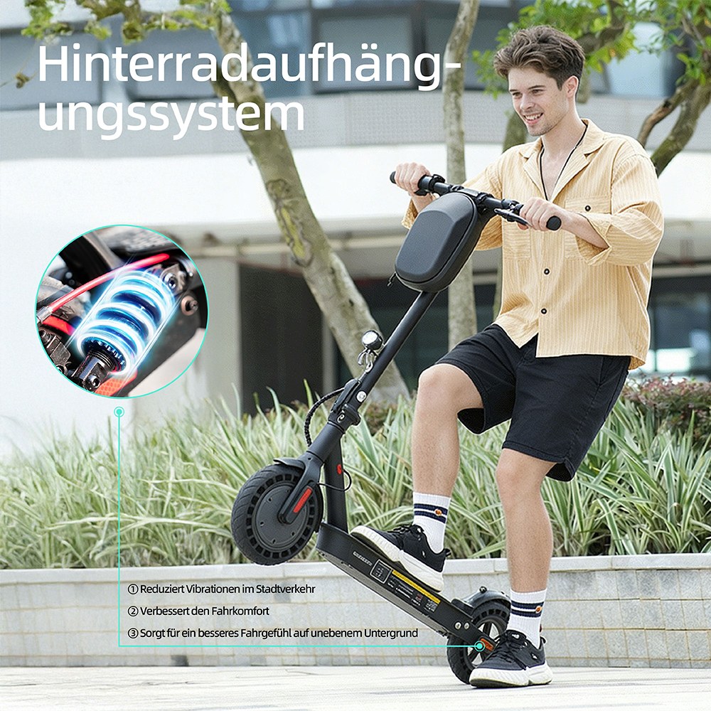 E9T MAX ABE Elektroroller, 500W Motor, 36V10Ah Batterie, 20km/h Geschwindigkeit, 40km Reichweite, 10" Wabenreifen, elektronische Daumenbremse & Scheibenbremse am Lenker, 120kg maximale Belastung