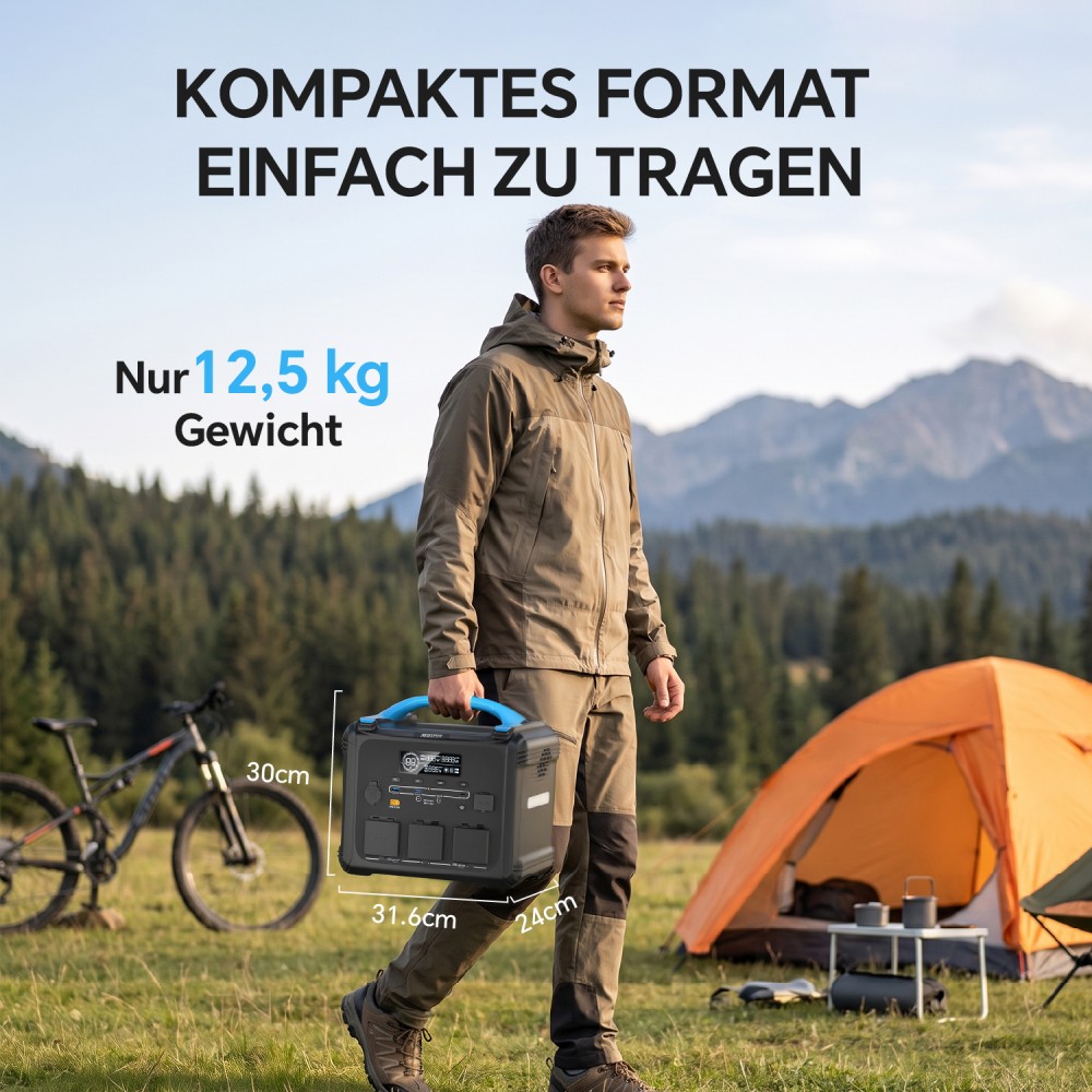 NECESPOW S2000 Tragbare Powerstation, 1024Wh Batterie, 2000W AC-Ausgang, 3000W Spitzenleistung, 10 Ausgänge, 1300W Schnellladung, 400W Solar-Eingang, für Camping, Notstromversorgung zu Hause und Outdoor-Nutzung