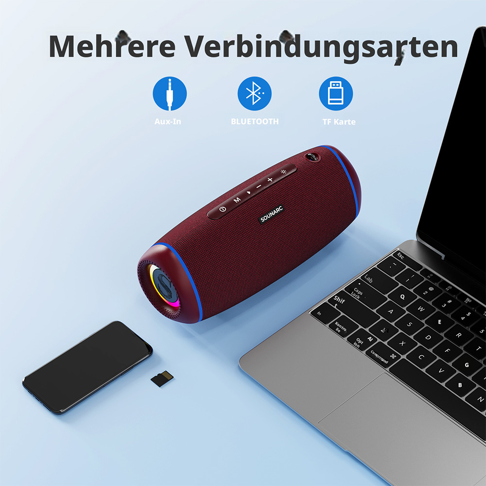 SOUNARC R1 Tragbarer Bluetooth-Lautsprecher - Lila Rot