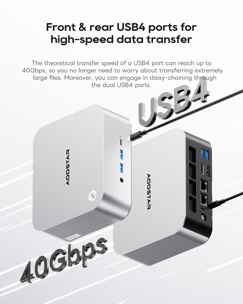 Mini PC AOOSTAR MACO, processeur AMD Ryzen 7 PRO 8845HS 8 c&oelig;urs/16 threads, carte graphique Radeon 780M, 24 Go de RAM DDR5 5600 MHz, SSD PCIe 4.0 de 1 To, compatible eGPU OCuLink, double port LAN 2,5 GHz, Wi-Fi 6, USB 4.0, sortie quadruple &eacute;cran