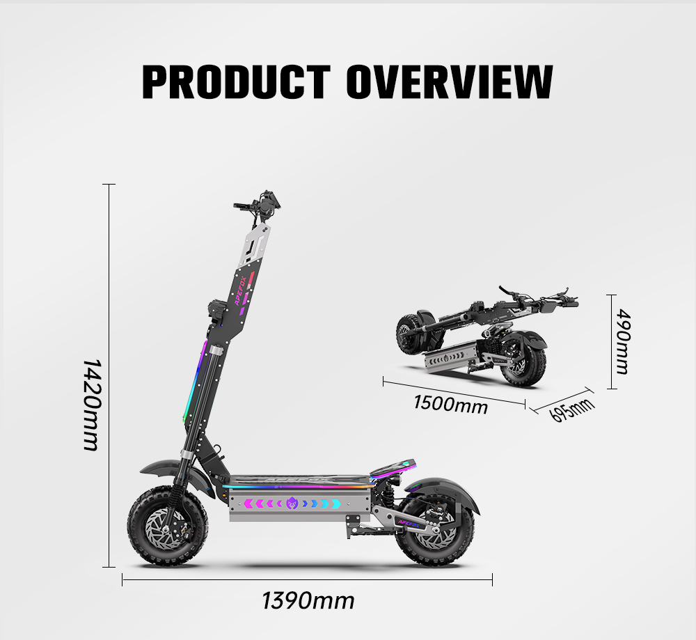 APEFOX T90 Ultra Faltbarer Elektroroller, 2 x 5000 W Doppelmotor, 72 V 40 Ah Akku, 95 km/h H&ouml;chstgeschwindigkeit, 150 km Reichweite, 13-Zoll-Gel&auml;ndereifen, LCD-Display, 150 kg maximale Zuladung, hydraulische Scheibenbremsen, Federung