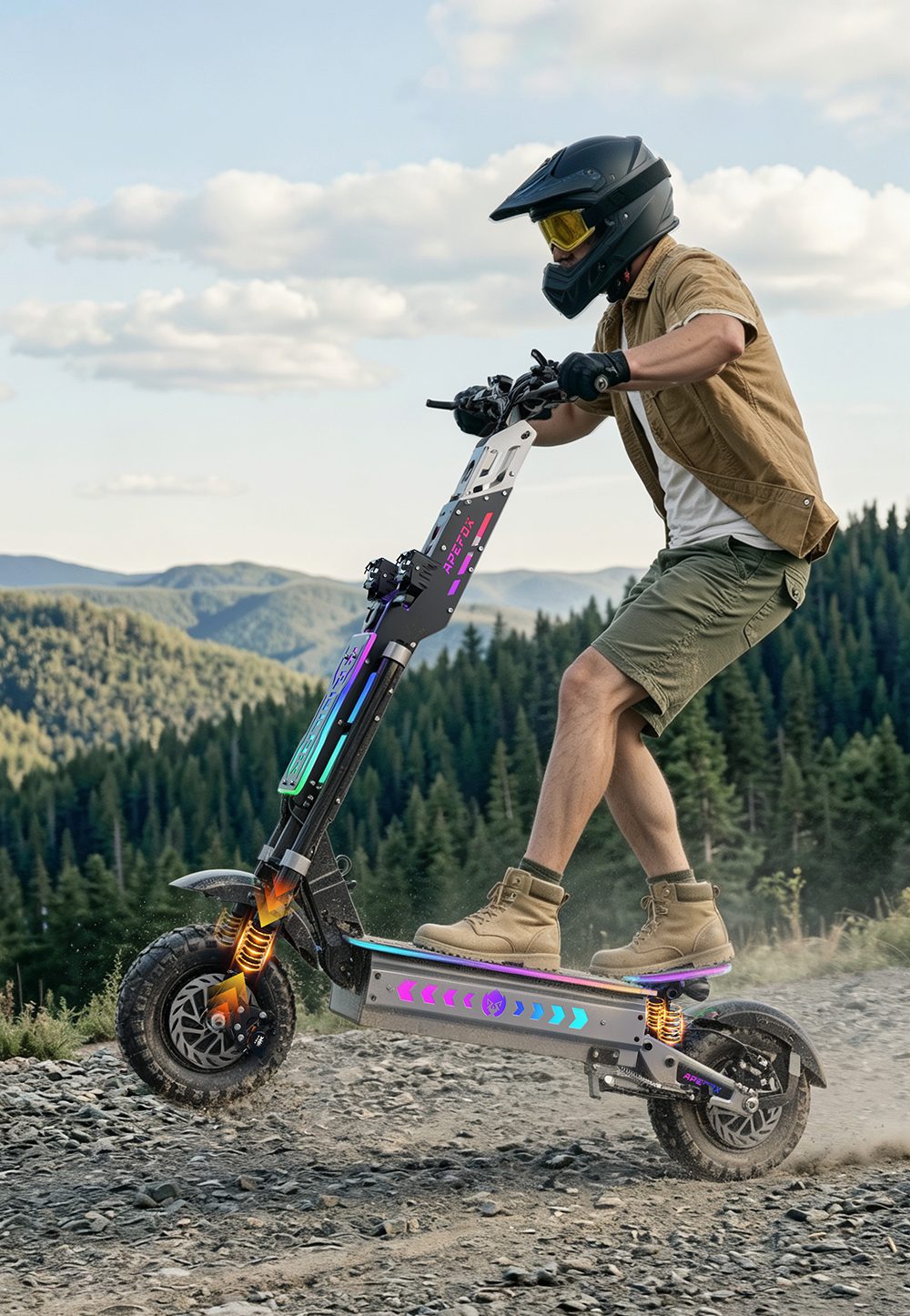 APEFOX T90 Ultra Faltbarer Elektroroller, 2 x 5000 W Doppelmotor, 72 V 40 Ah Akku, 95 km/h H&ouml;chstgeschwindigkeit, 150 km Reichweite, 13-Zoll-Gel&auml;ndereifen, LCD-Display, 150 kg maximale Zuladung, hydraulische Scheibenbremsen, Federung