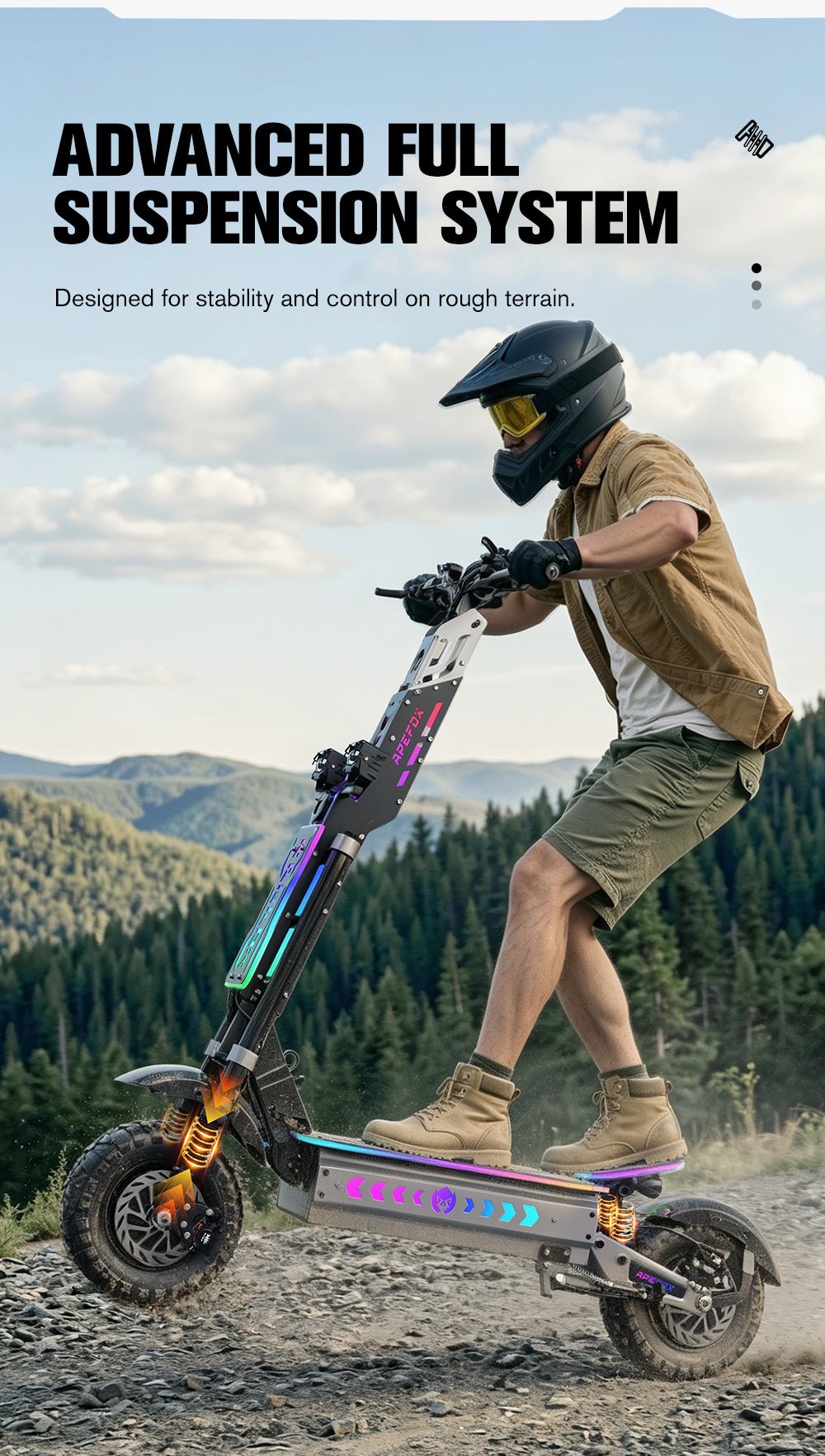 APEFOX T90 Ultra Faltbarer Elektroroller, 2 x 5000 W Doppelmotor, 72 V 40 Ah Akku, 95 km/h H&ouml;chstgeschwindigkeit, 150 km Reichweite, 13-Zoll-Gel&auml;ndereifen, LCD-Display, 150 kg maximale Zuladung, hydraulische Scheibenbremsen, Federung