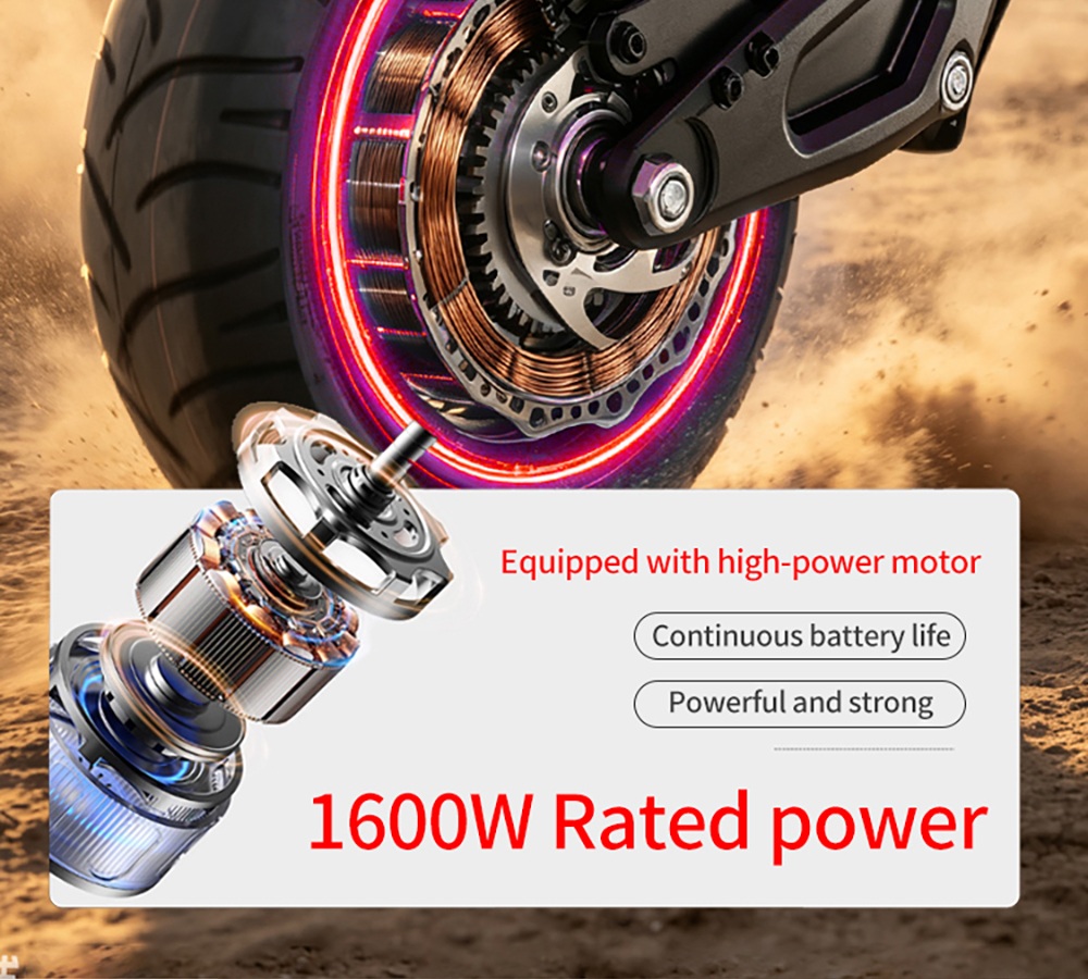 BOYUEDA G2 Elektroroller, 1600-W-Motor, 55 km/h H&ouml;chstgeschwindigkeit, 52-V-19-Ah-Akku, 60&ndash;70 km Reichweite, 10-Zoll-Gel&auml;ndereifen, hydraulische Scheibenbremsen vorne und hinten, Doppelfederung, NFC-Entsperrung, LCD-Display, 150 kg Traglast