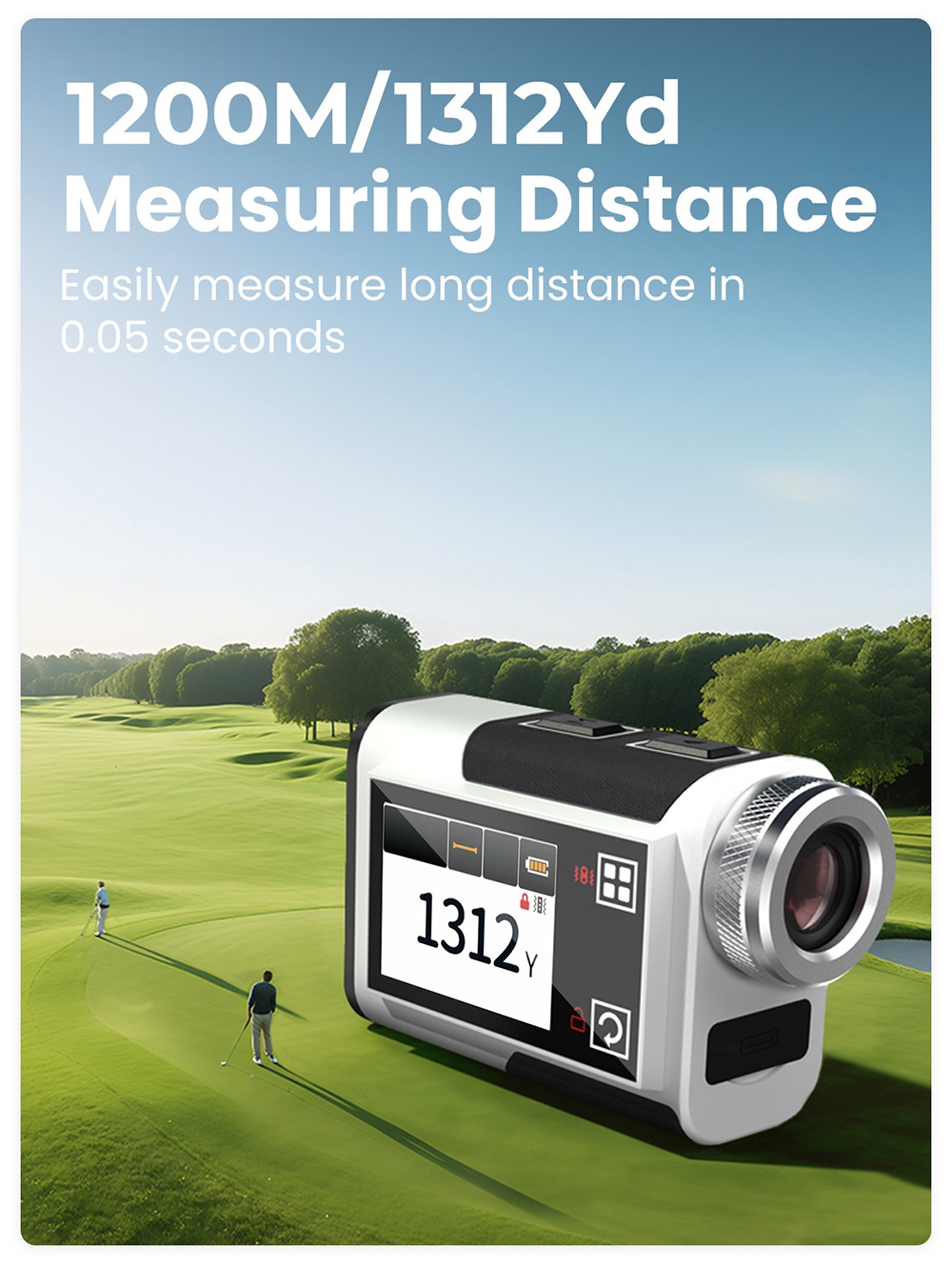 T&eacute;l&eacute;m&egrave;tre de golf CIGMAN CT1200PRO, port&eacute;e de 1&nbsp;312 yards, pr&eacute;cision de &plusmn;1 yard, mesure rapide en 0,05 s, compensation de pente, verrouillage du drapeau avec vibration, transmission de la lumi&egrave;re &agrave; 85&nbsp;%, &eacute;cran tactile HD, &eacute;tanch&eacute;it&eacute; IP54