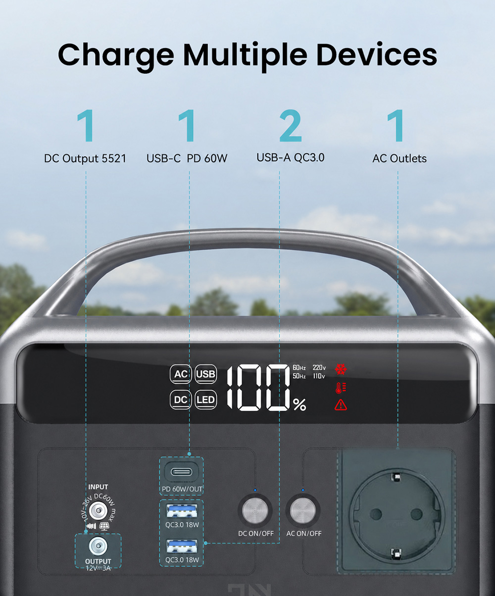 DaranEner NEOZ2 hordozhat&oacute; erőmű, 192 Wh LiFePO4 akkumul&aacute;tor, 300 W AC kimenet, 600 W t&uacute;lfesz&uuml;lts&eacute;g, 60 W napelemes bemenet, 60 W USB-C PD, 2&times; USB-A, DC5521 kimenet, BMS v&eacute;delem, kempingez&eacute;shez &eacute;s k&uuml;lt&eacute;ri haszn&aacute;latra