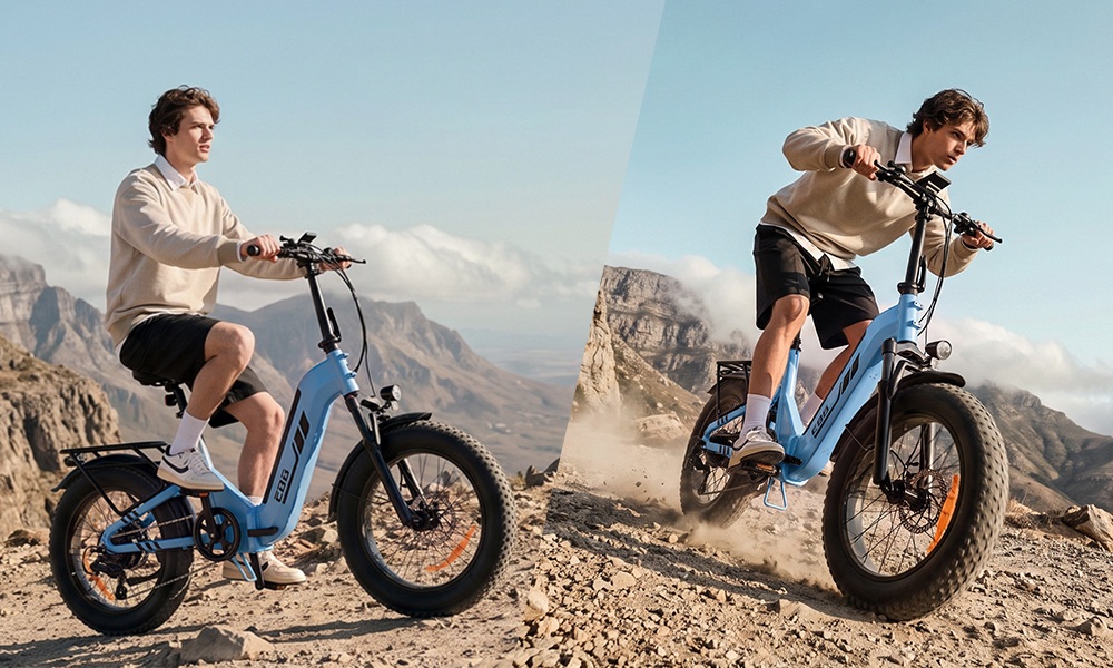 EB8 Faltbares Elektrofahrrad, 250-W-Motor, 48-V-15-Ah-Akku, &uuml;ber 144 km Reichweite, 25 km/h H&ouml;chstgeschwindigkeit, 20&times;4,0-Zoll-Fatbike-Reifen, 5-Gang-Schaltung, Steigf&auml;higkeit bis 15&deg;, Federgabel, Scheibenbremsen &ndash; Blau