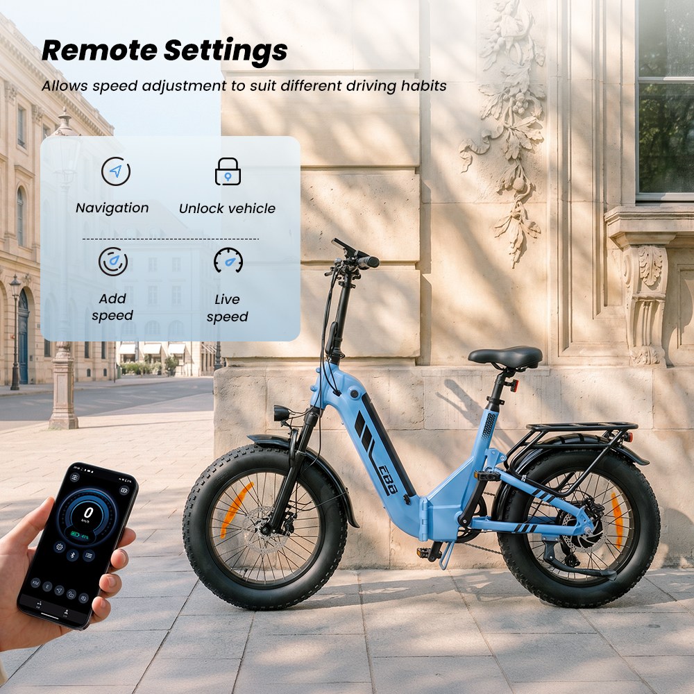 EB8 Faltbares Elektrofahrrad, 250-W-Motor, 48-V-15-Ah-Akku, &uuml;ber 144 km Reichweite, 25 km/h H&ouml;chstgeschwindigkeit, 20&times;4,0-Zoll-Fatbike-Reifen, 5-Gang-Schaltung, Steigf&auml;higkeit bis 15&deg;, Federgabel, Scheibenbremsen &ndash; Blau