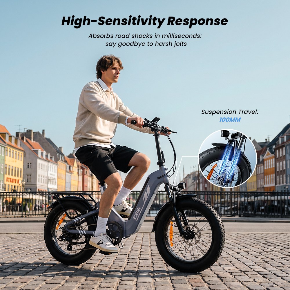 EB8 Faltbares Elektrofahrrad, 250-W-Motor, 48-V-15-Ah-Akku, &uuml;ber 144 km Reichweite, 25 km/h H&ouml;chstgeschwindigkeit, 20&times;4,0