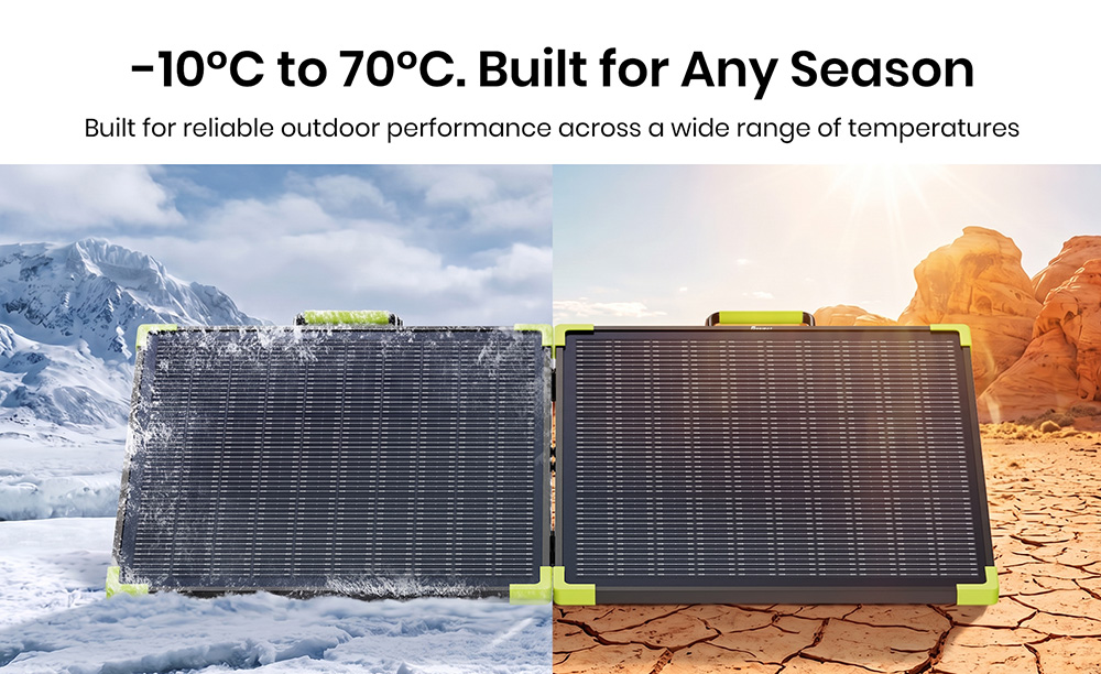 FOSSiBOT SP100 Pro Bifacial Portable Solar Panel, 100W Power, 25% Solar Conversion Efficiency, 10&ndash;15% Rear-Side Power Gain, IP67 Waterproof, Foldable Design, MC4 to XT60 Cable, Series & Parallel Connection