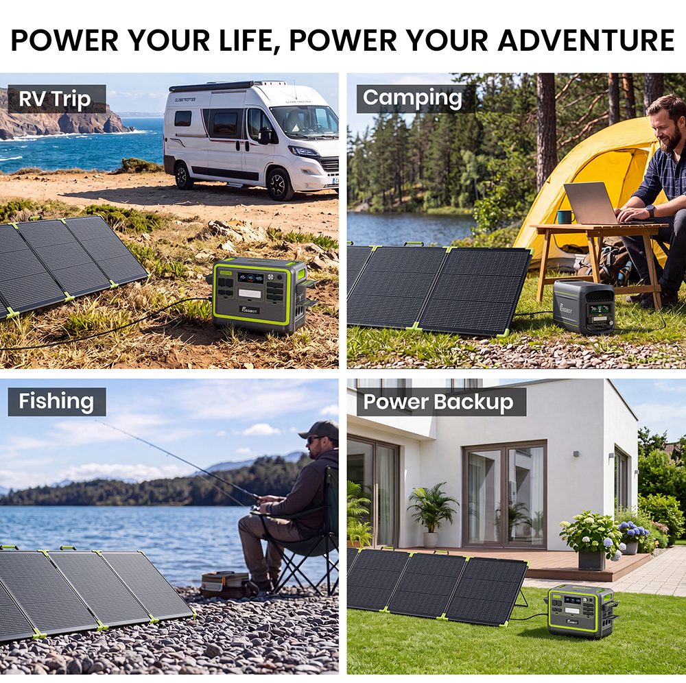 FOSSiBOT SP200 Pro Bifaziales tragbares Solarpanel, 200 W Leistung, 25 % Solarumwandlungseffizienz, 10&ndash;15 % r&uuml;ckseitiger Leistungszuwachs, IP67 wasserdicht, faltbar, MC4-zu-XT60-Kabel, Reihen- und Parallelschaltung