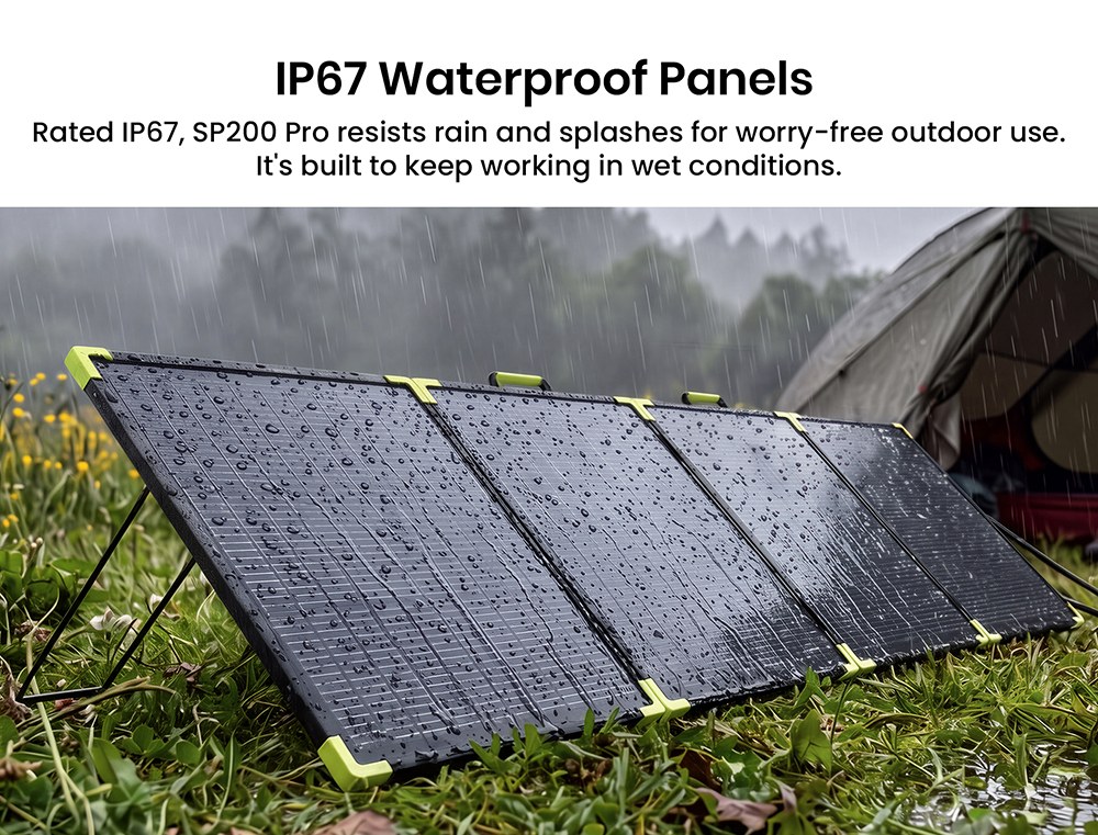 FOSSiBOT SP200 Pro Bifaziales tragbares Solarpanel, 200 W Leistung, 25 % Solarumwandlungseffizienz, 10&ndash;15 % r&uuml;ckseitiger Leistungszuwachs, IP67 wasserdicht, faltbar, MC4-zu-XT60-Kabel, Reihen- und Parallelschaltung