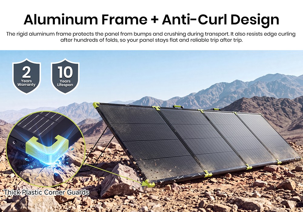 FOSSiBOT SP400 Pro Bifaziales tragbares Solarpanel, 400 W Leistung, 25 % Solarumwandlungseffizienz, 10&ndash;15 % zus&auml;tzlicher Leistungsgewinn, IP67 wasserdicht, faltbar, MC4-zu-XT60-Kabel, Reihen- und Parallelschaltung