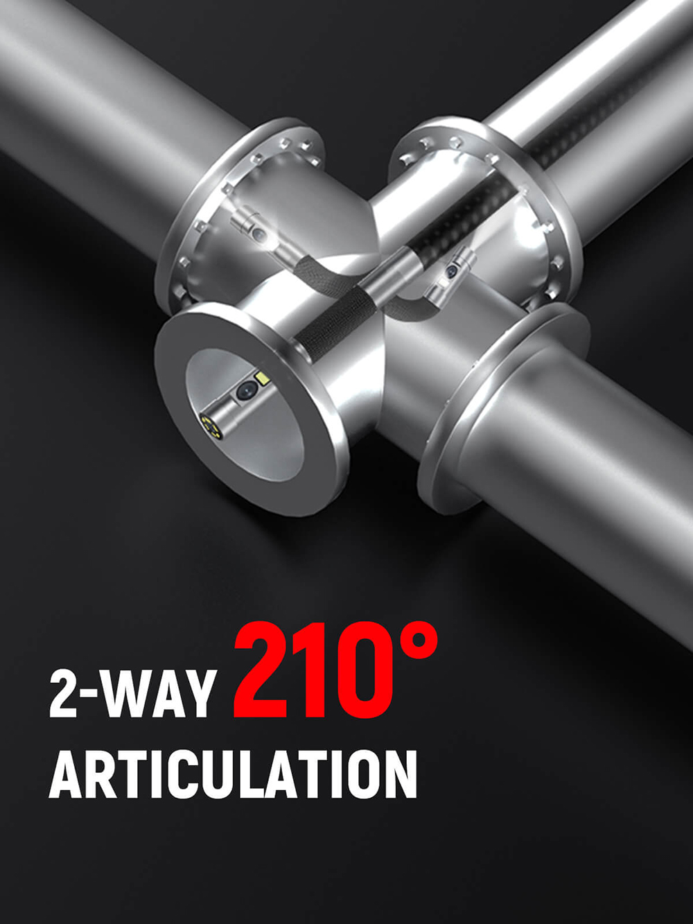 KAIWEETS KBA02 PRO Dual-Lens-Gelenk-Endoskop, 6,5-mm-Sonde, 210&deg;-Neigungsbereich, 1080p Full HD, 4,3-Zoll-IPS-Display, 2,0-MP-Kamera, IP67 wasserdicht, 3000-mAh-Akku, 32-GB-Speicherkarte