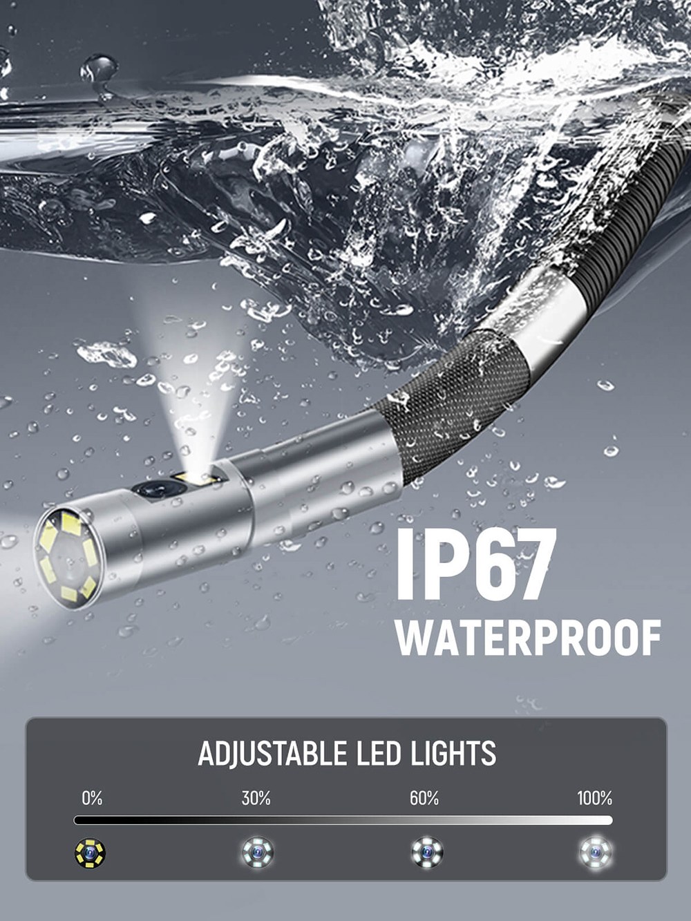 KAIWEETS KBA02 PRO Dual-Lens-Gelenk-Endoskop, 6,5-mm-Sonde, 210&deg;-Neigungsbereich, 1080p Full HD, 4,3-Zoll-IPS-Display, 2,0-MP-Kamera, IP67 wasserdicht, 3000-mAh-Akku, 32-GB-Speicherkarte
