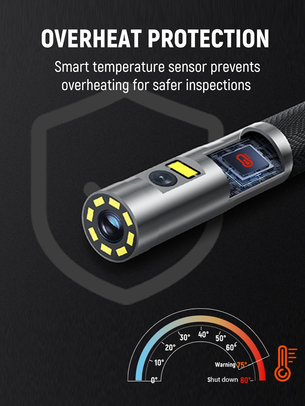 KAIWEETS KBA02 PRO Dual-Lens-Gelenk-Endoskop, 6,5-mm-Sonde, 210&deg;-Neigungsbereich, 1080p Full HD, 4,3-Zoll-IPS-Display, 2,0-MP-Kamera, IP67 wasserdicht, 3000-mAh-Akku, 32-GB-Speicherkarte