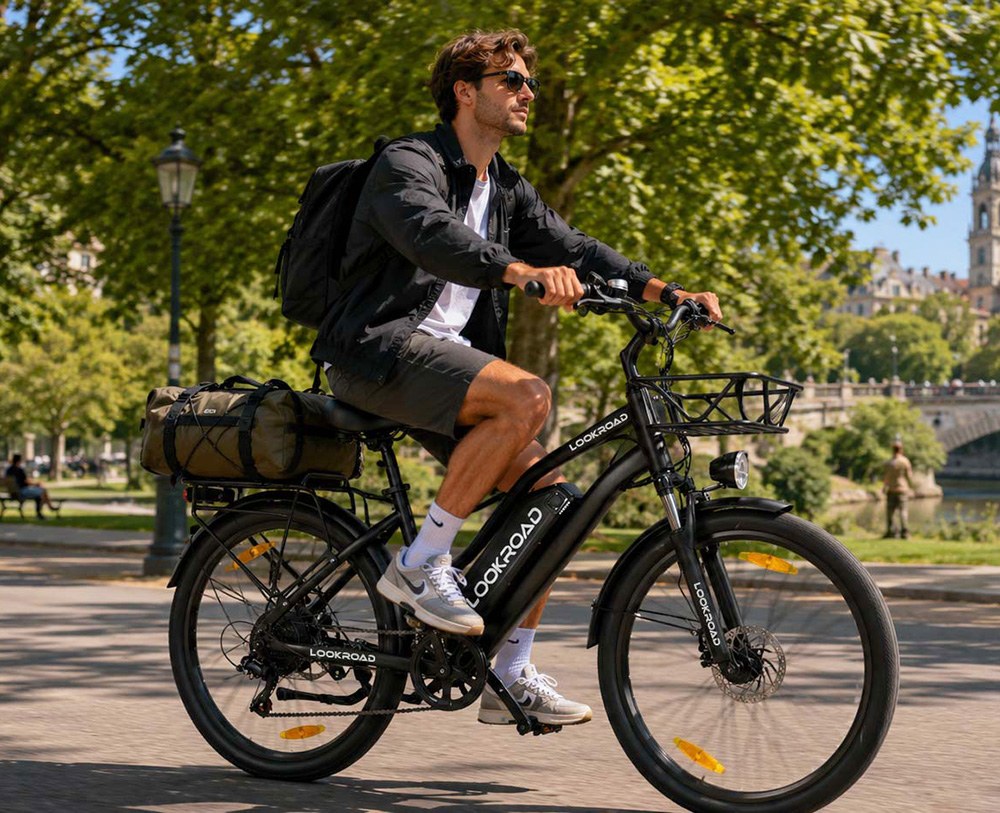 V&eacute;lo &eacute;lectrique LOOKROAD L28 MIN, moteur 500 W, vitesse maximale 35 km/h, batterie 36 V 18 Ah, autonomie 120 km, pneus 28 &times; 2,0