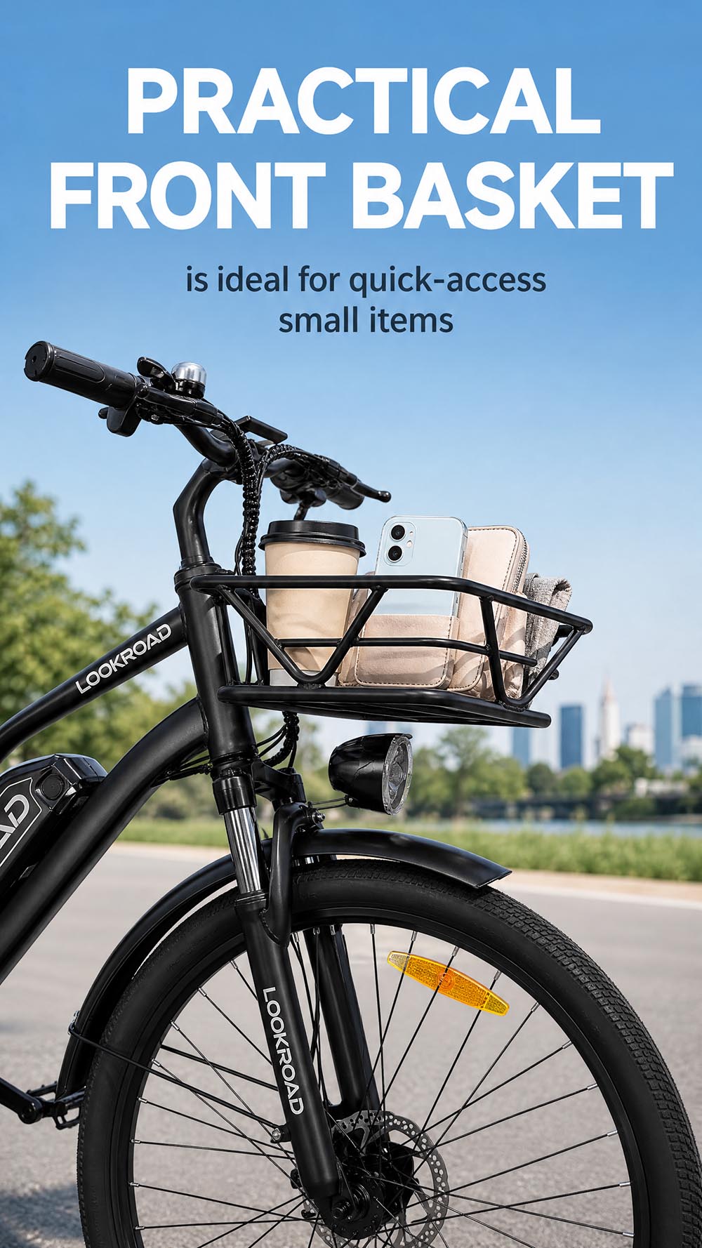 V&eacute;lo &eacute;lectrique LOOKROAD L28 MIN, moteur 500 W, vitesse maximale 35 km/h, batterie 36 V 18 Ah, autonomie 120 km, pneus 28 &times; 2,0