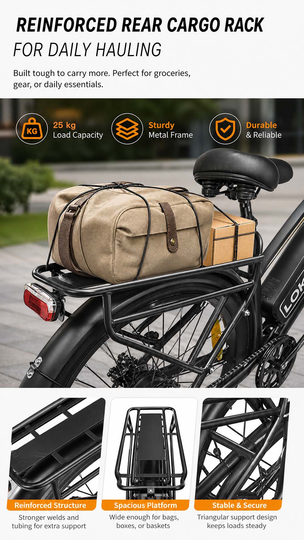 V&eacute;lo &eacute;lectrique LOOKROAD L28 MIN, moteur 500 W, vitesse maximale 35 km/h, batterie 36 V 18 Ah, autonomie 120 km, pneus 28 &times; 2,0