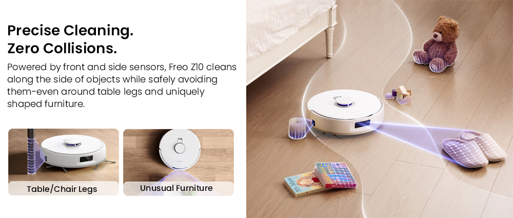 Refurbished NARWAL Freo Z10 Robot Vacuum and Mop, Tangle Free, 15,000Pa Suction, Adapts to Hard-to-Reach Areas, Self-Emptying, Mop Washing & Drying, Obstacle Avoidance, for Pet Hair & Hard Floor, White - EU Plug
