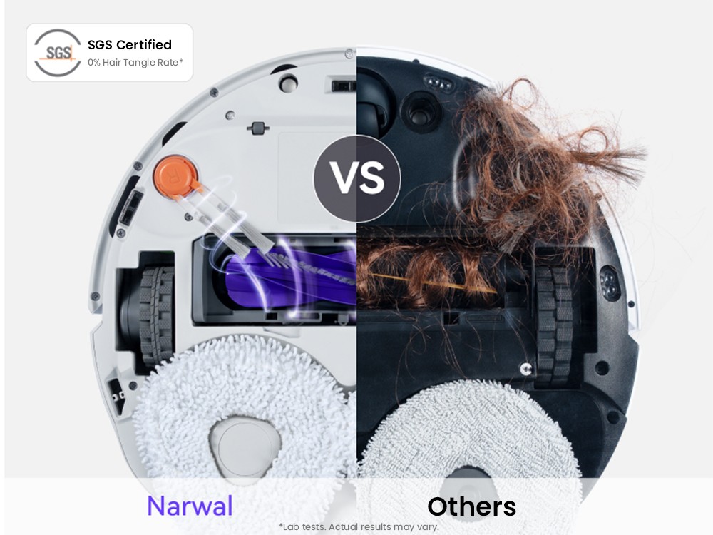 Refurbished NARWAL Freo Z10 Robot Vacuum and Mop, Tangle Free, 15,000Pa Suction, Adapts to Hard-to-Reach Areas, Self-Emptying, Mop Washing & Drying, Obstacle Avoidance, for Pet Hair & Hard Floor, White - EU Plug