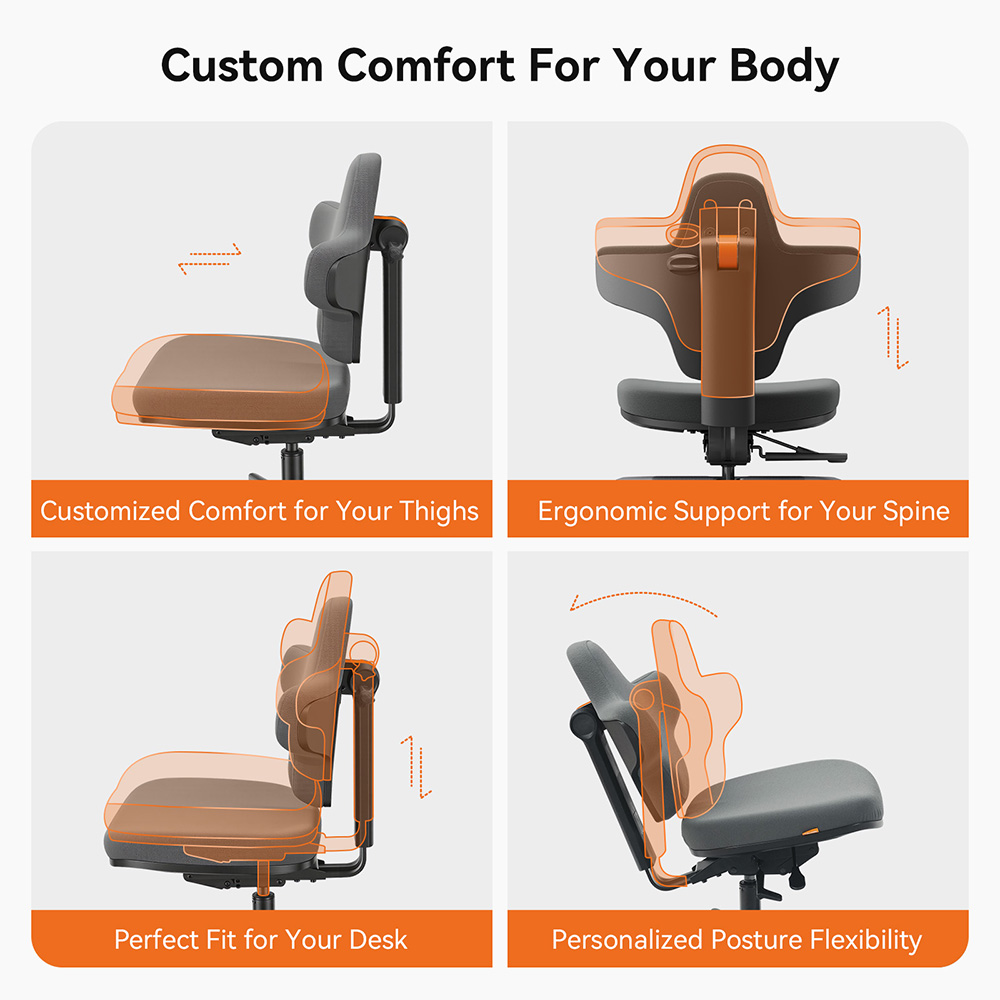 NEWTRAL MT-L Standing-Mate Ergonomischer Stehschreibtischstuhl, Dynamische Haltungsunterst&uuml;tzung, 167&deg; klappbare R&uuml;ckenlehne, Verstellbare Sitztiefe 42&ndash;49 cm, 4-stufige Neigungsverstellung, Memory-Schaum-Kissen, Armlehnenloses Design, Belastbarkeit 160 kg &ndash; Dunkelgrau