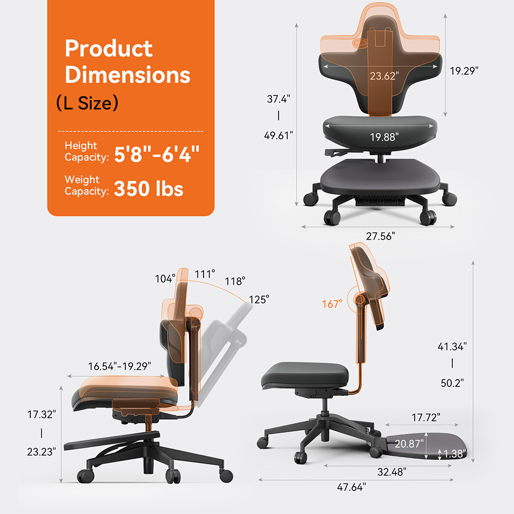 NEWTRAL MT-L Standing-Mate Ergonomischer Stehschreibtischstuhl, Dynamische Haltungsunterst&uuml;tzung, 167&deg; klappbare R&uuml;ckenlehne, Verstellbare Sitztiefe 42&ndash;49 cm, 4-stufige Neigungsverstellung, Memory-Schaum-Kissen, Armlehnenloses Design, Belastbarkeit 160 kg &ndash; Dunkelgrau