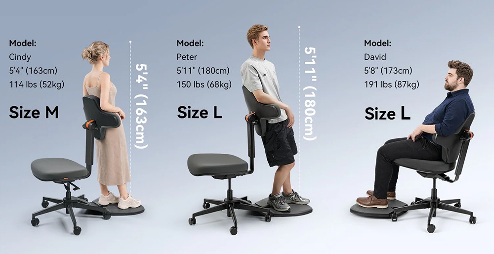 NEWTRAL MT-L Standing-Mate Ergonomischer Stehschreibtischstuhl, Dynamische Haltungsunterst&uuml;tzung, 167&deg; klappbare R&uuml;ckenlehne, Verstellbare Sitztiefe 42&ndash;49 cm, 4-stufige Neigungsverstellung, Memory-Schaum-Kissen, Armlehnenloses Design, Belastbarkeit 160 kg &ndash; Dunkelgrau