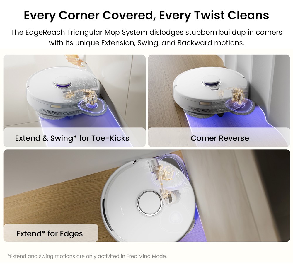 Refurbished Narwal Freo X10 Pro Robot Vacuum Cleaner, Tangle Free Robot Mop, 11000Pa Powerful Suction, Self-Emptying, Auto Mop Washing, Auto Drying, Obstacle Avoidance, Ideal for Pet Hair and Hard Floor - White