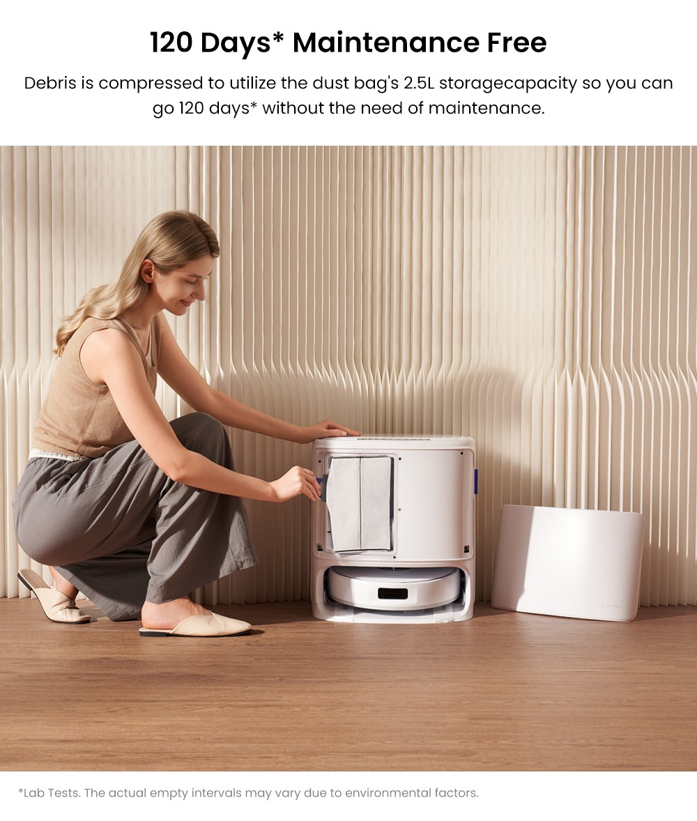 Refurbished Narwal Freo X10 Pro Robot Vacuum Cleaner, Tangle Free Robot Mop, 11000Pa Powerful Suction, Self-Emptying, Auto Mop Washing, Auto Drying, Obstacle Avoidance, Ideal for Pet Hair and Hard Floor - White