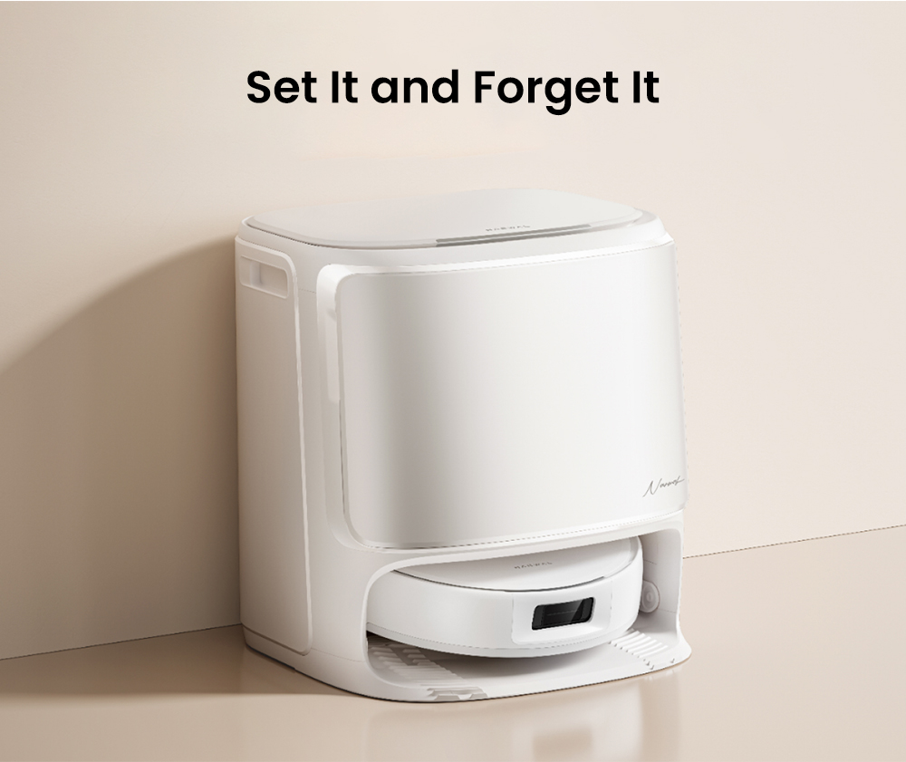 Refurbished Narwal Freo X10 Pro Robot Vacuum Cleaner, Tangle Free Robot Mop, 11000Pa Powerful Suction, Self-Emptying, Auto Mop Washing, Auto Drying, Obstacle Avoidance, Ideal for Pet Hair and Hard Floor - White