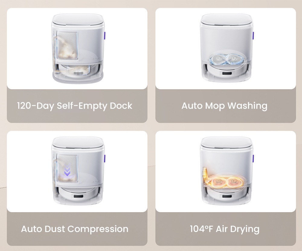 Refurbished Narwal Freo X10 Pro Robot Vacuum Cleaner, Tangle Free Robot Mop, 11000Pa Powerful Suction, Self-Emptying, Auto Mop Washing, Auto Drying, Obstacle Avoidance, Ideal for Pet Hair and Hard Floor - White