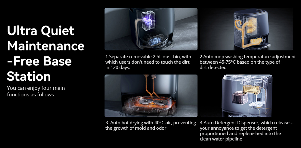Refurbished Narwal Freo Z Ultra Robot Vacuum and Mop with Base Station, 12,000Pa Power, Self-Empty, Dual-camera, 120-day Maintenance-Free, Auto Mop Lifting To 12mm, Tri-Laser Obstacle Avoidance, AI-Adaptive Hot Water Washing & Drying - Gray