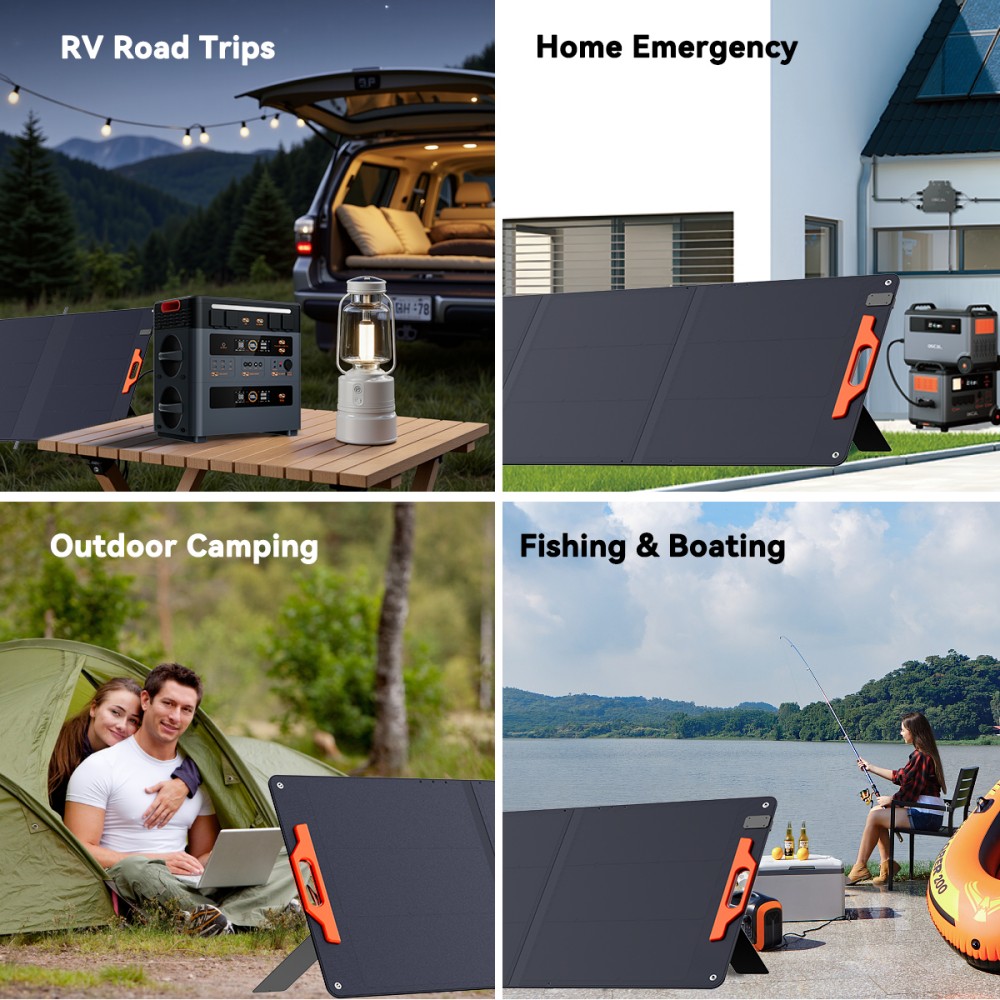 OSCAL PM200 SE 200W Faltbares Solarpanel, 24,6 % hocheffiziente monokristalline Solarzellen, ETFE-Oberfl&auml;che, IP67 wasserdicht, MC4-Ausgang, verstellbarer St&auml;nder, f&uuml;r Camping und Wohnmobile