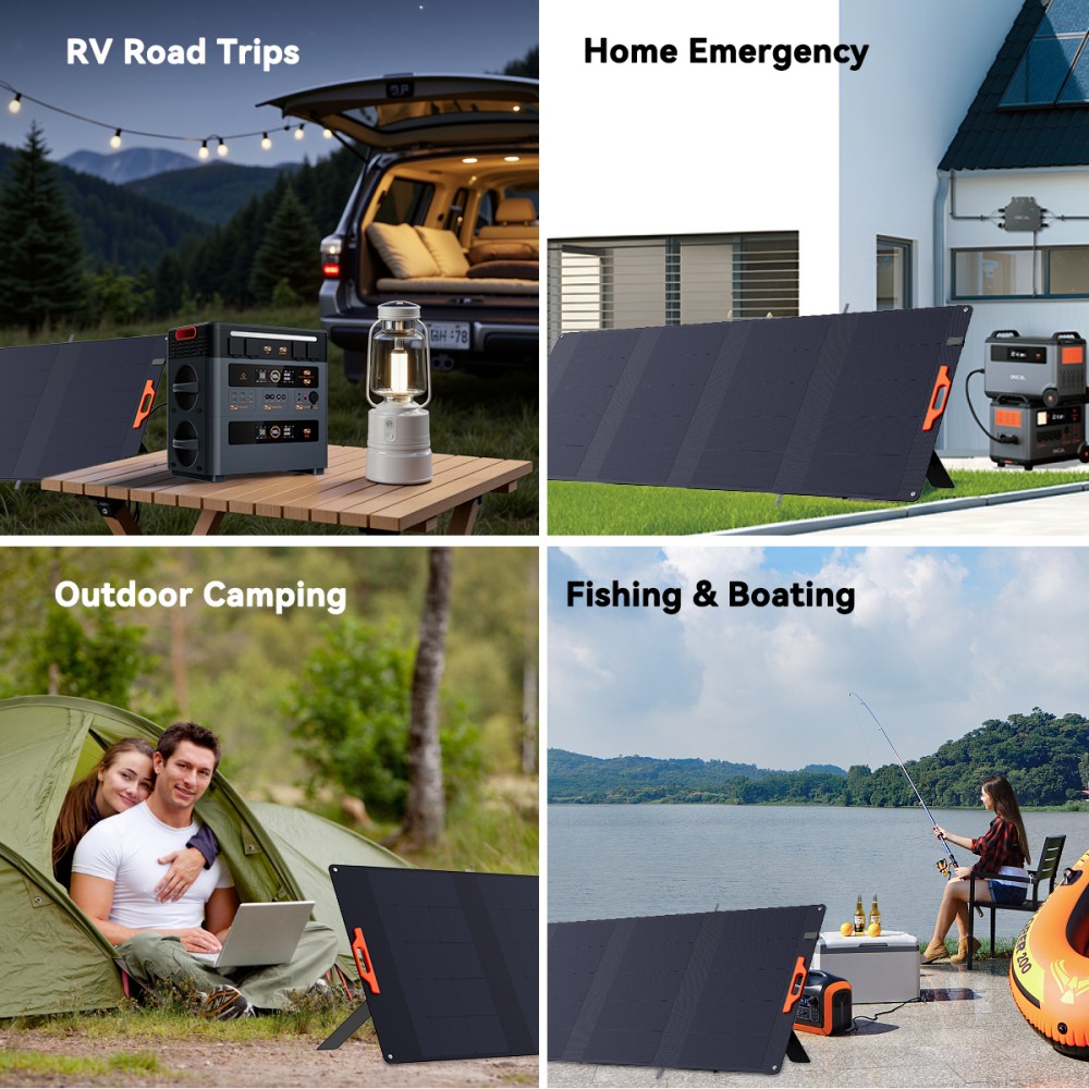 OSCAL PM400 SE 400W Faltbares Solarpanel, 24,6 % hocheffiziente monokristalline Solarzellen, ETFE-Oberfl&auml;che, IP67 wasserdicht, MC4-Ausgang, verstellbarer St&auml;nder, f&uuml;r Camping und Wohnmobile