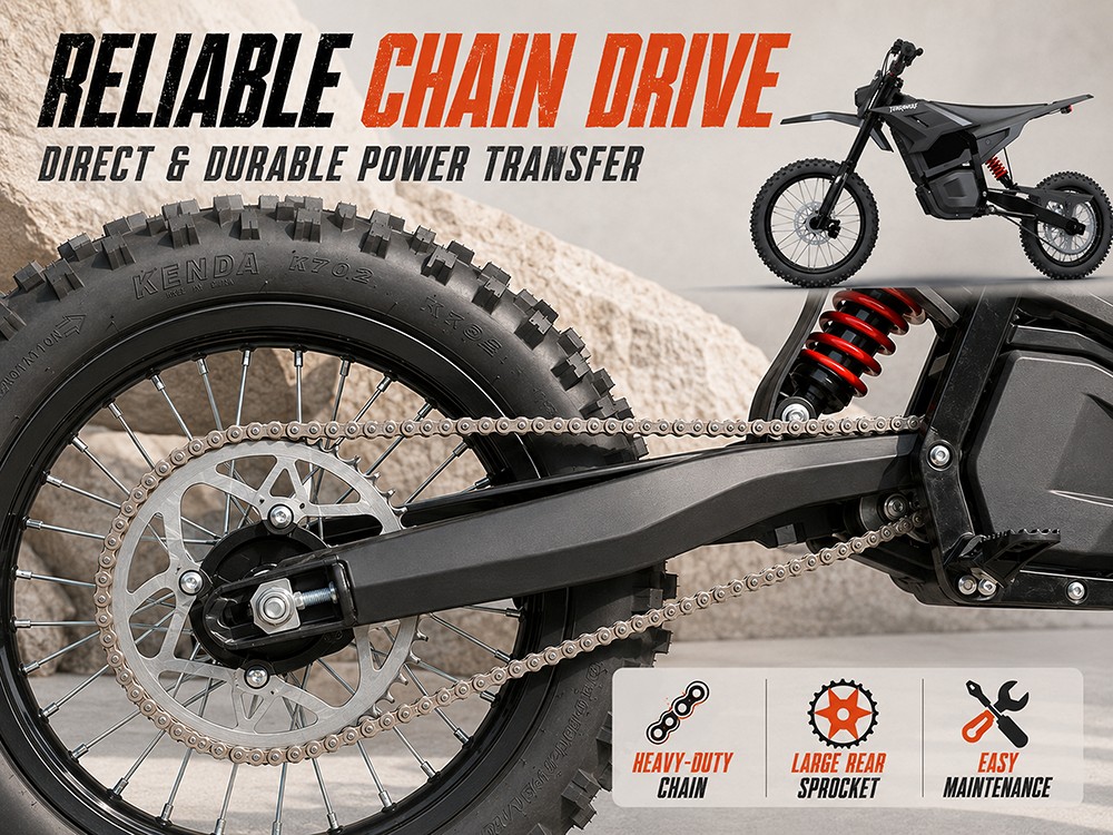 TERRAWULF M7 Electric Dirt Bike, 5000W Peak Motor, 200N·m Torque, 60V 27Ah Removable Lithium Battery, 70km/h Max Speed, 50km Range, Hydraulic Disc Brakes, IPX6 Waterproof, 17"/14" Off-Road Tires