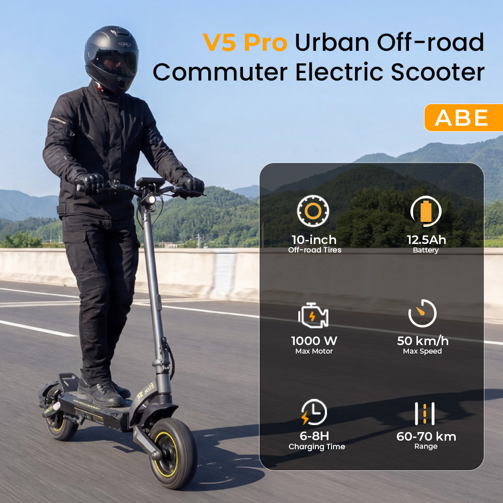 iScooter V5Pro &Ouml;sszecsukhat&oacute; Elektromos Roller, 1000W Motor, 20km/h Max. Sebess&eacute;g, 70km Hat&oacute;t&aacute;v, 48V 12,5Ah Akkumul&aacute;tor, Kettős Felf&uuml;ggeszt&eacute;s, Kettős T&aacute;rcsaf&eacute;k + E-f&eacute;k, 10