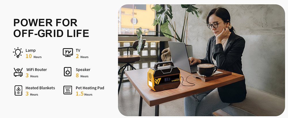 VTOMAN FlashSpeed 300 Portable Power Station, 230Wh LiFePO4 Battery, 300W AC Output, 600W Peak Power,  7 Ports, 100W USB-C Input/Output, 3 USB-A Ports, 12V/10A DC Output, 90W DC Input