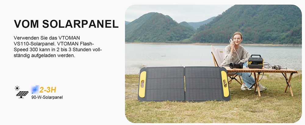 VTOMAN FlashSpeed 300 Tragbare Powerstation, 230Wh LiFePO4-Batterie, 300W AC-Ausgang, 600W Spitzenleistung, 7 Anschl&uuml;sse, 100W USB-C Ein-/Ausgang, 3 USB-A-Anschl&uuml;sse, 12V/10A DC-Ausgang, 90W DC-Eingang